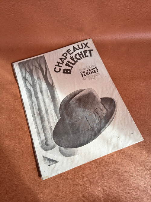 Affiche publicitaire Art Déco pour les chapeaux B. Fléchet