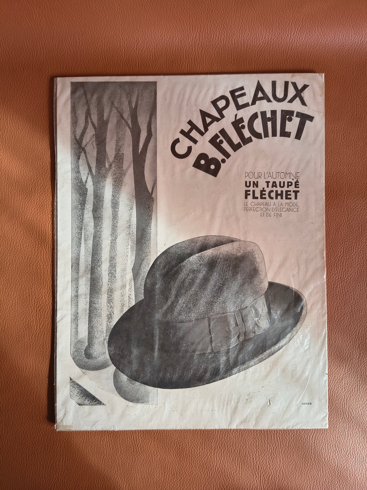 Affiche publicitaire Art Déco pour les chapeaux B. Fléchet