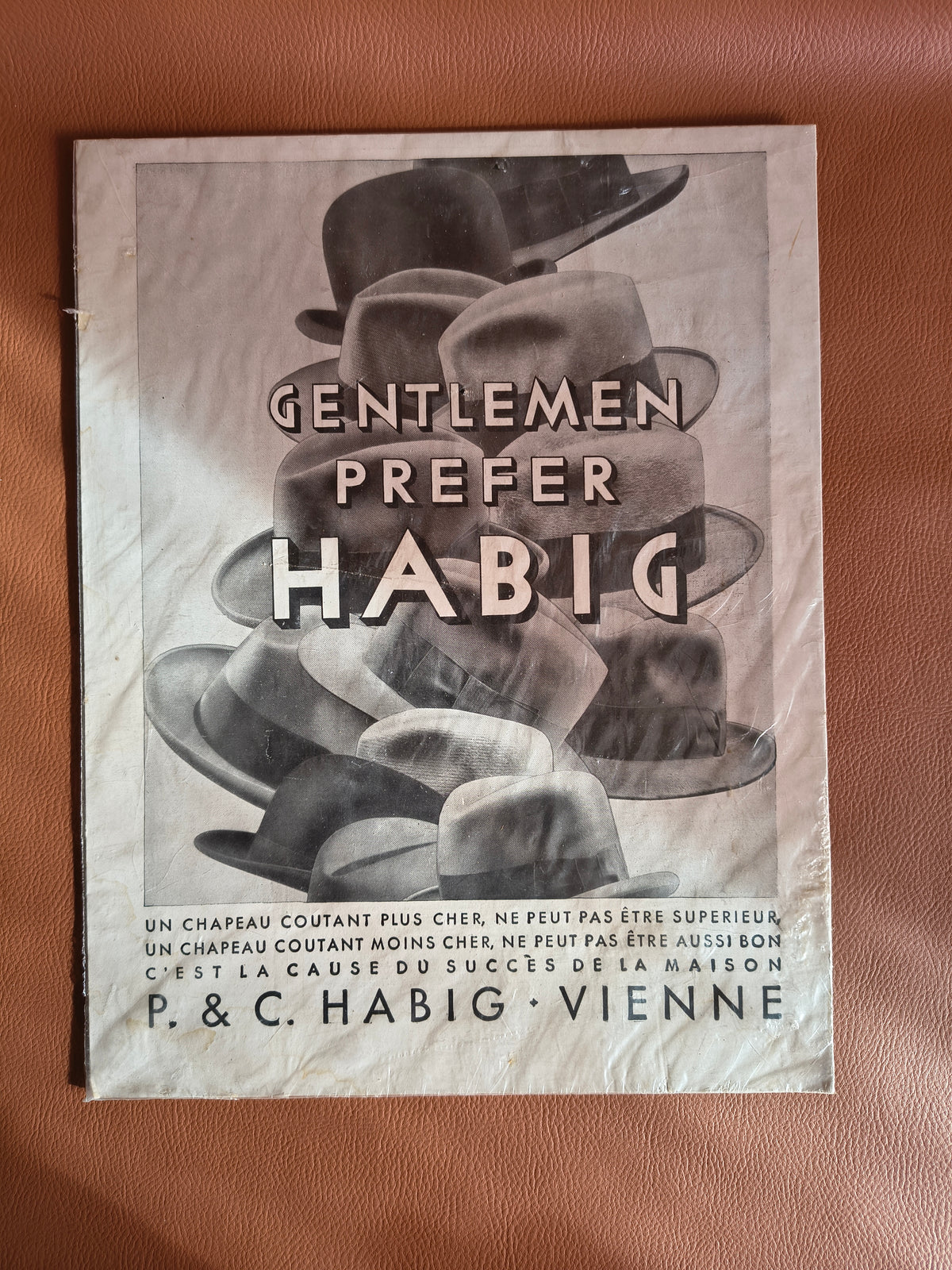 Affiche publicitaire Art Déco pour les chapeaux Habig