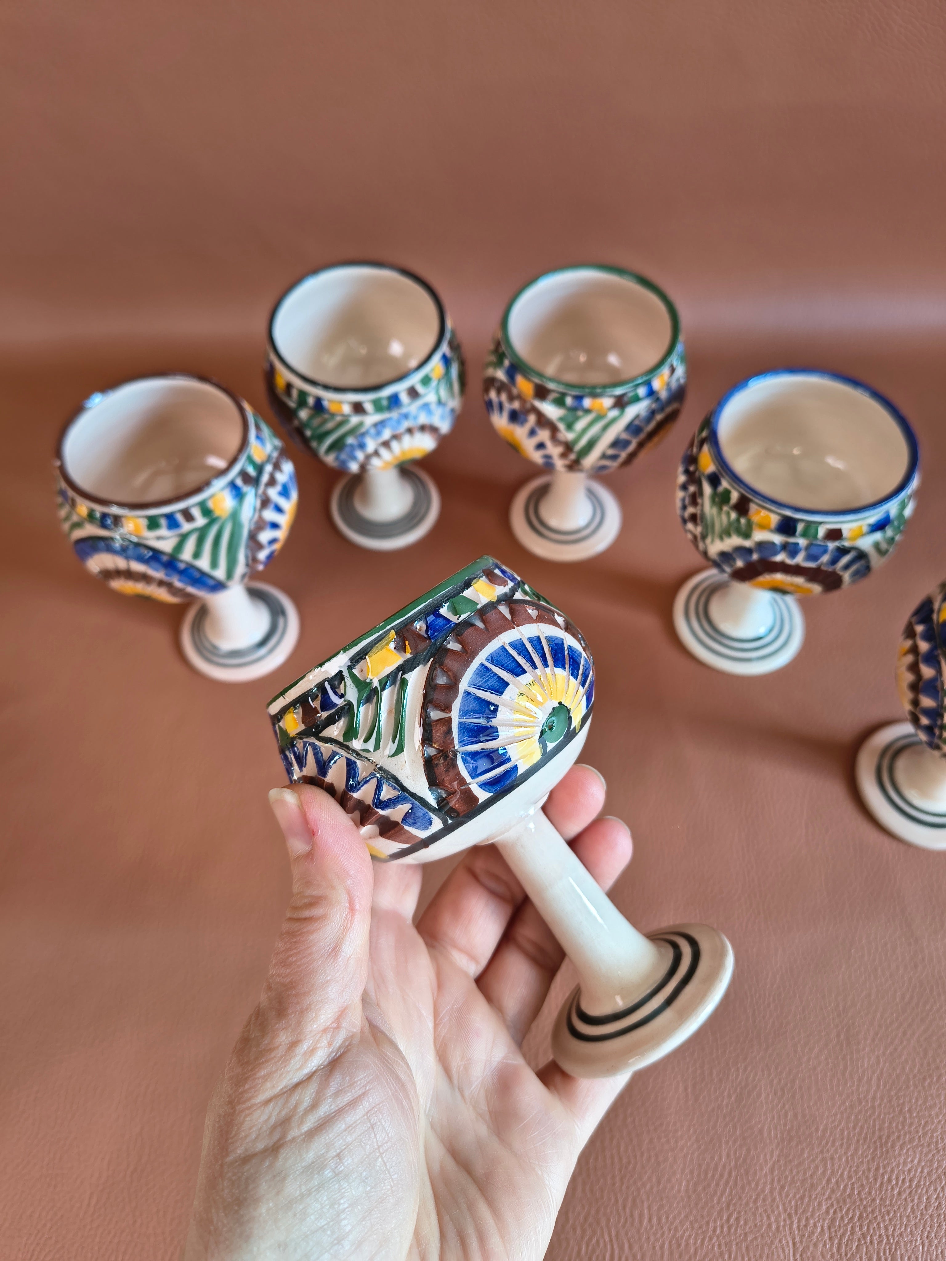 Lot de 6 coupes en terre vernissée fabrication artisanale du Maghreb