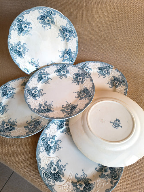 Lot de 6 assiettes plates en terre de fer Longwy 23cm