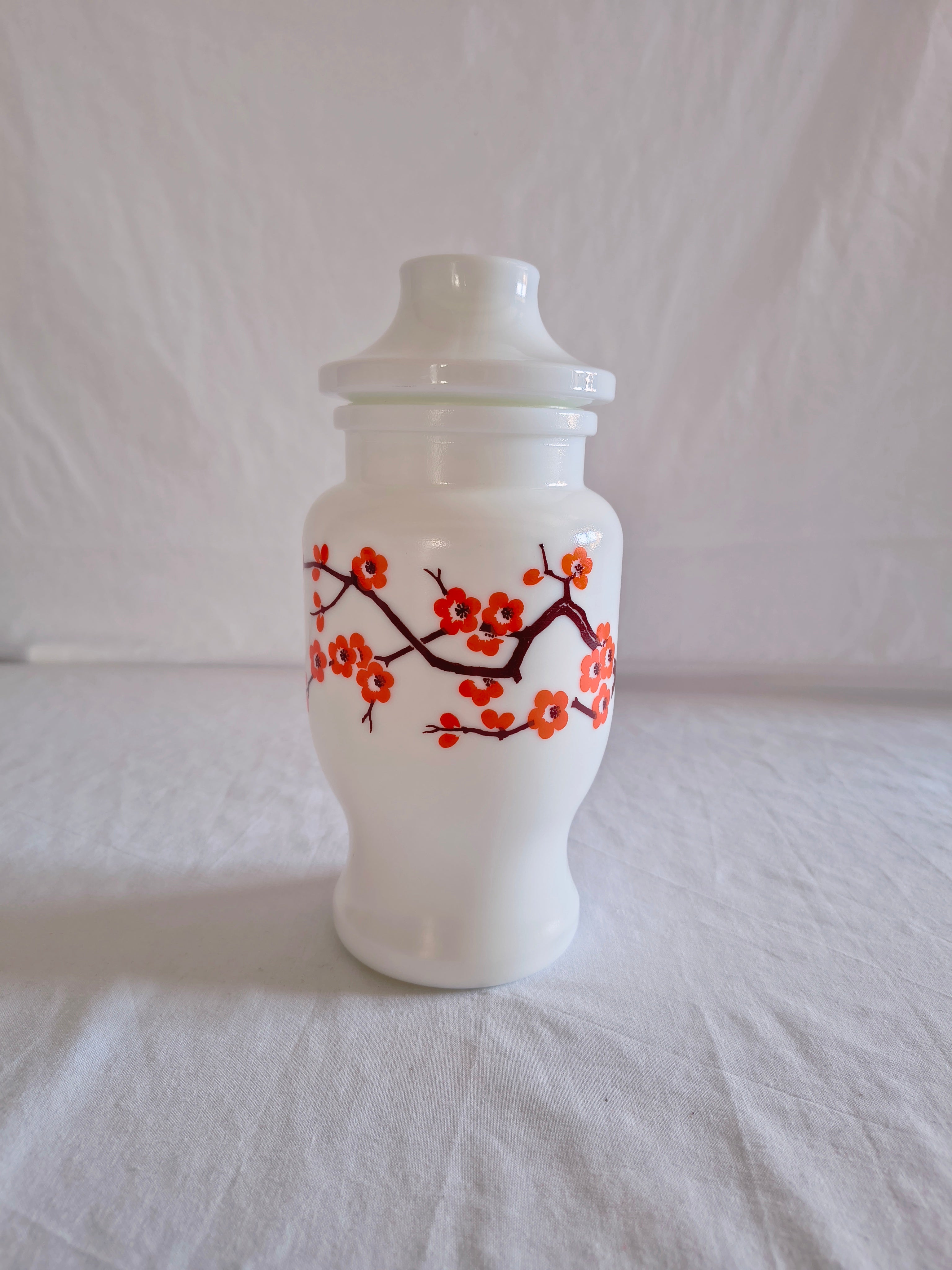 Pot vintage en opaline Ariel décor fleurs de cerisier