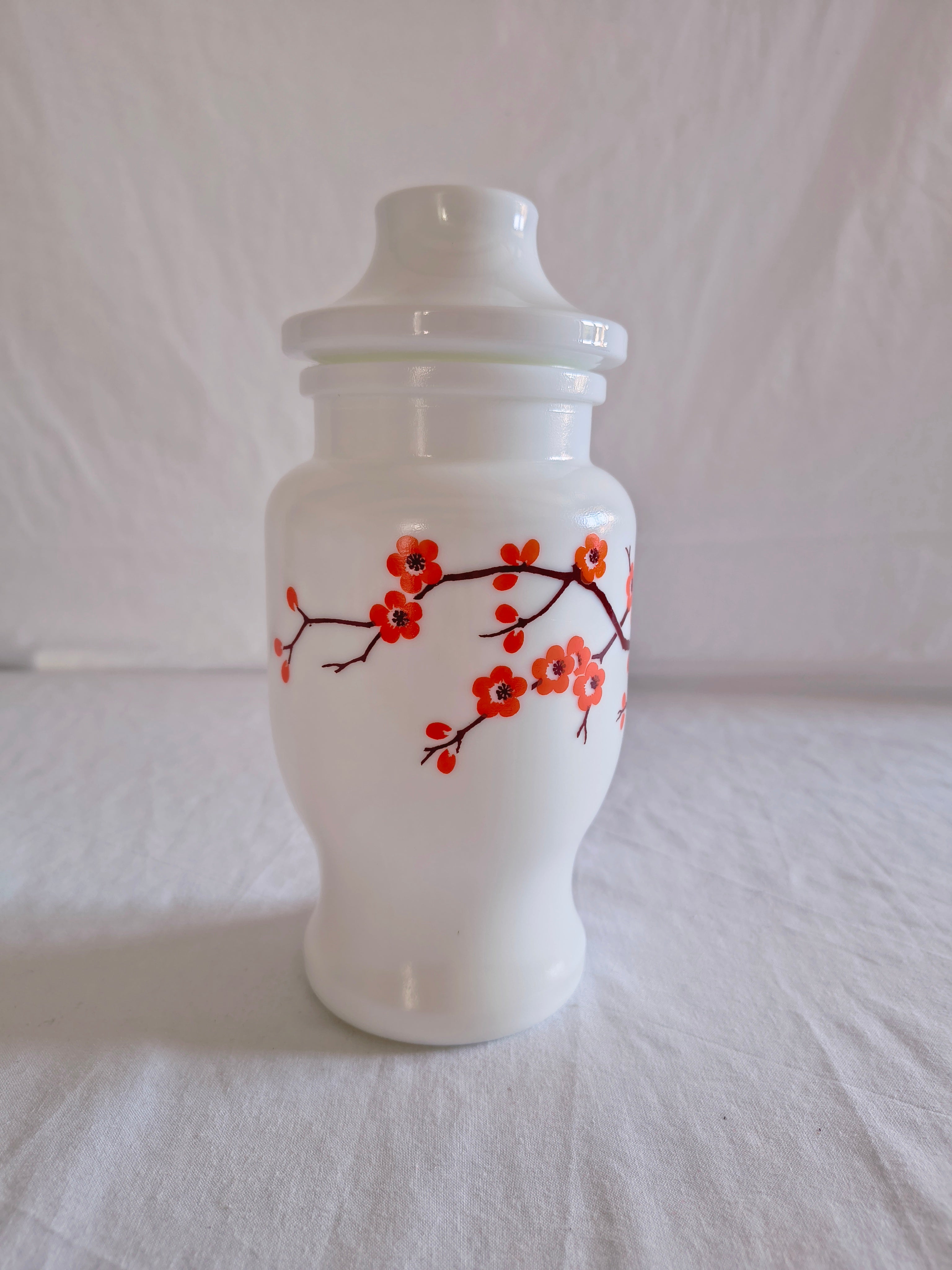 Pot vintage en opaline Ariel décor fleurs de cerisier