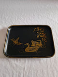 Plateau ancien en carton bouilli décor japonisant canards dorés