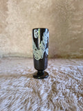 Vase sur pied court céramique Fat Lava écume blanc et marron