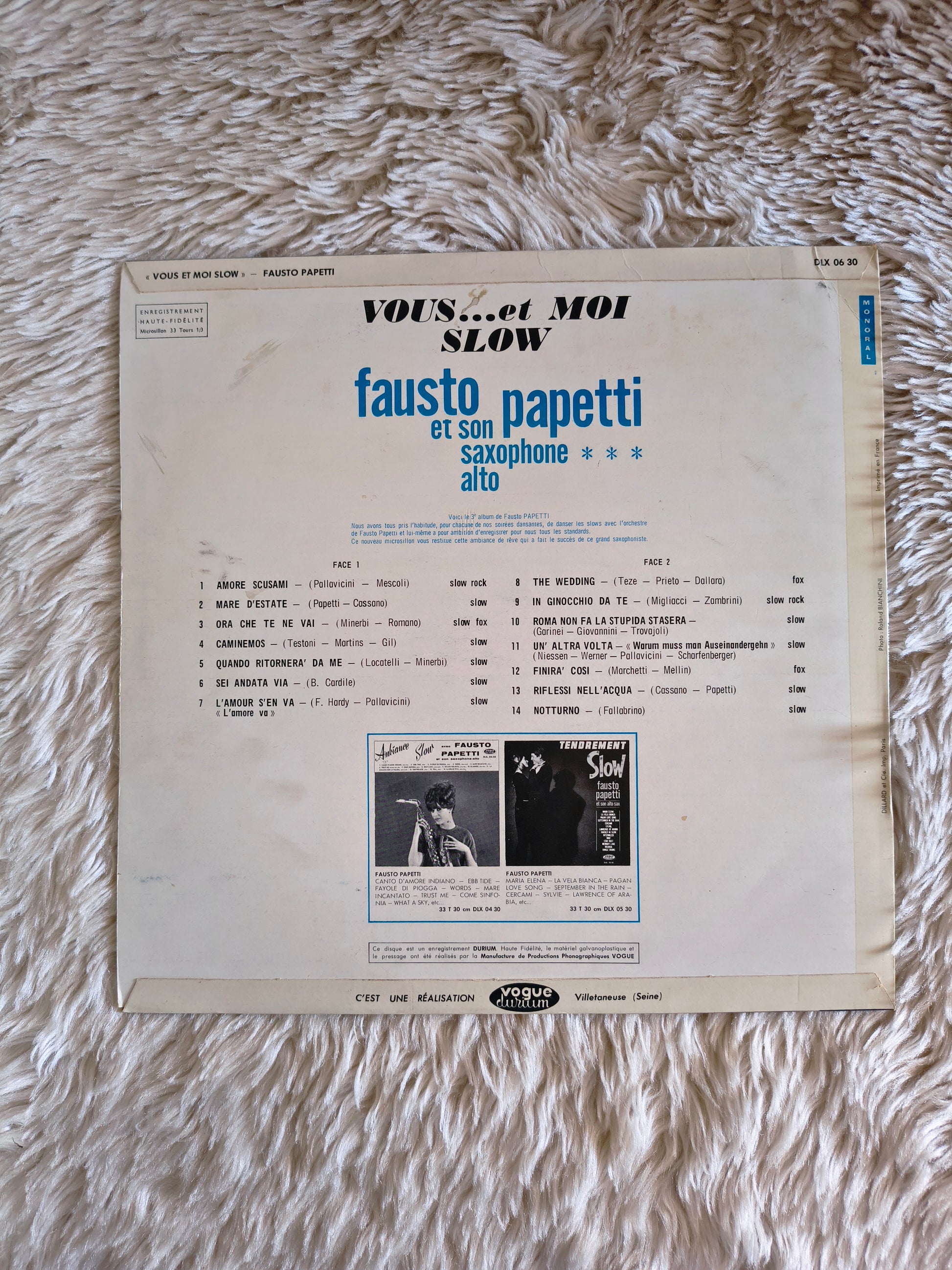 Vinyle 33T compilation slow Fausto Papetti