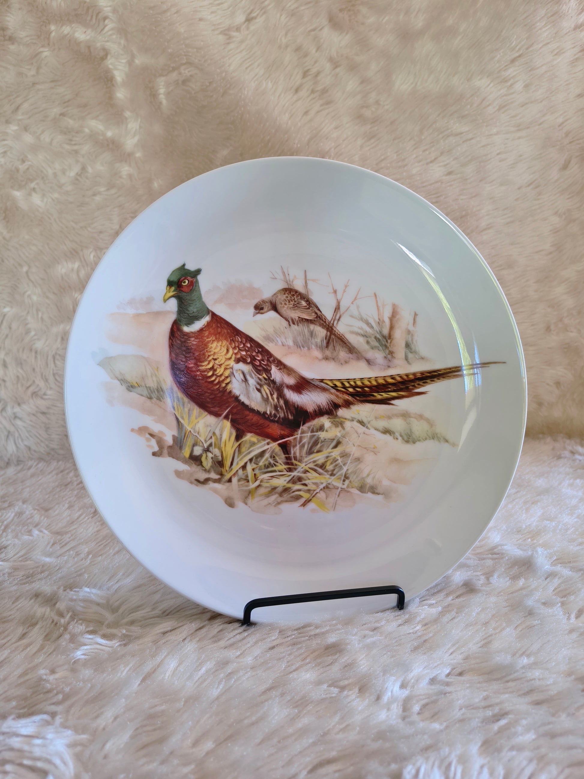 Service d'assiettes en porcelaine décor d'animaux des bois