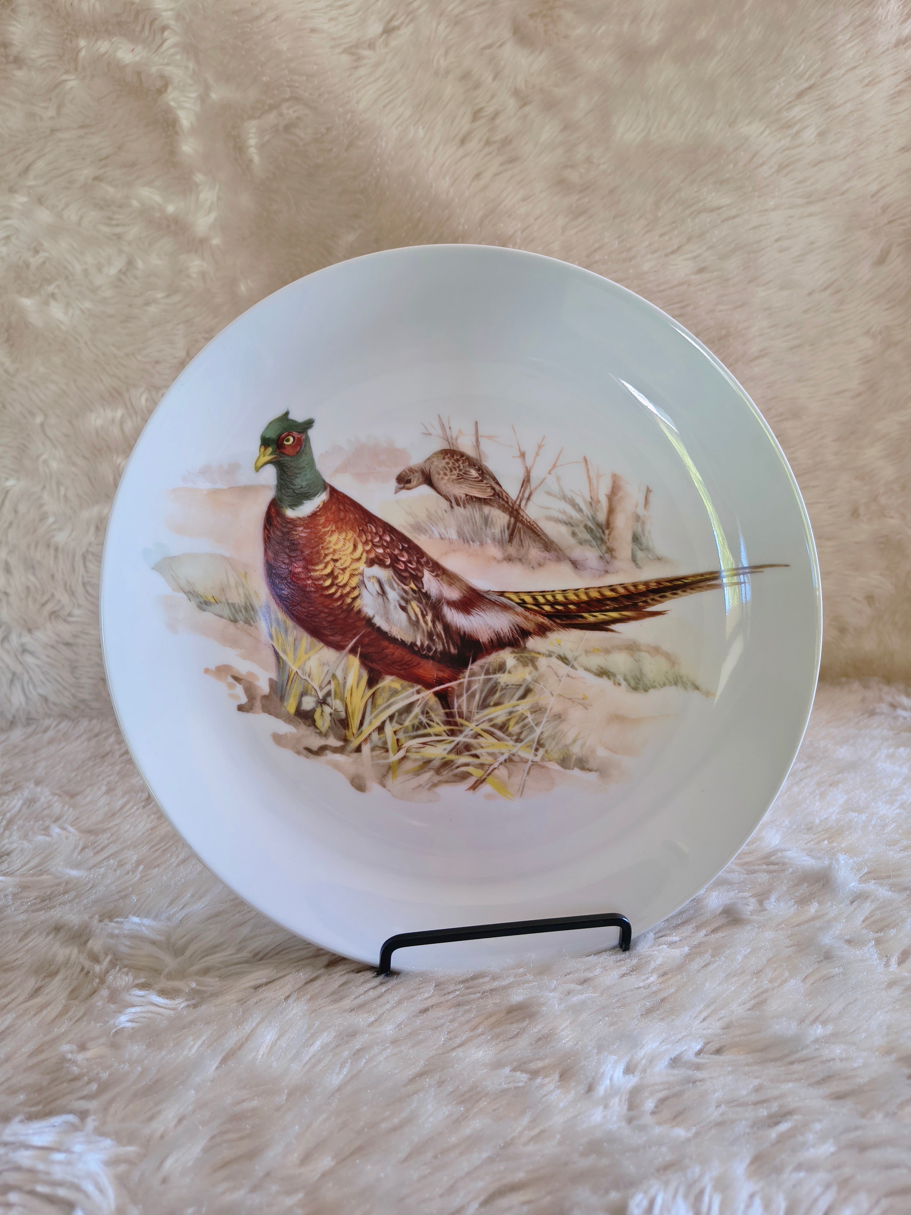 Service d'assiettes en porcelaine décor d'animaux des bois
