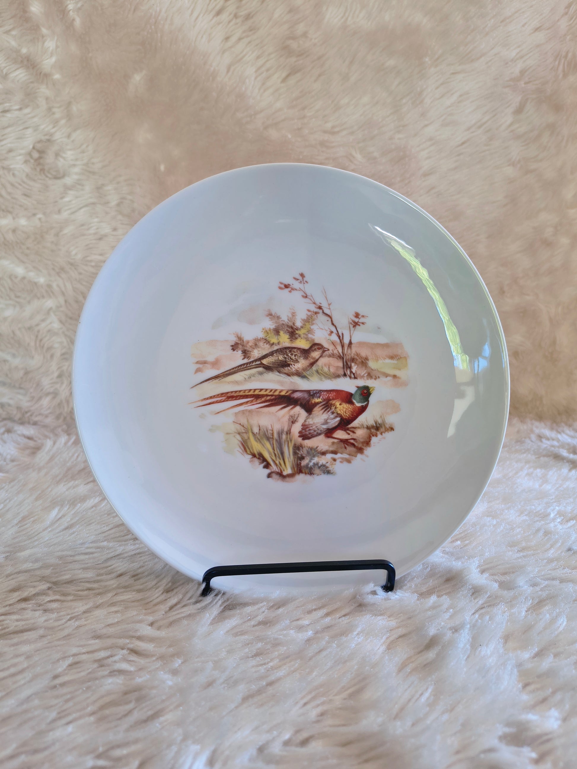 Service d'assiettes en porcelaine décor d'animaux des bois