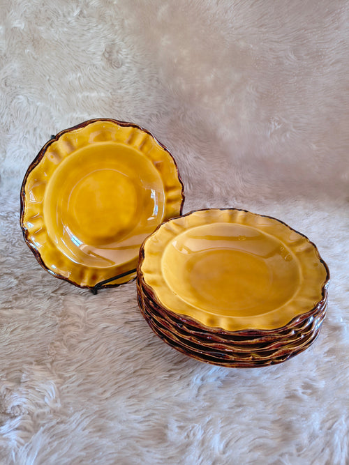 Assiettes à soupe provençales en faïence ocre superbe état