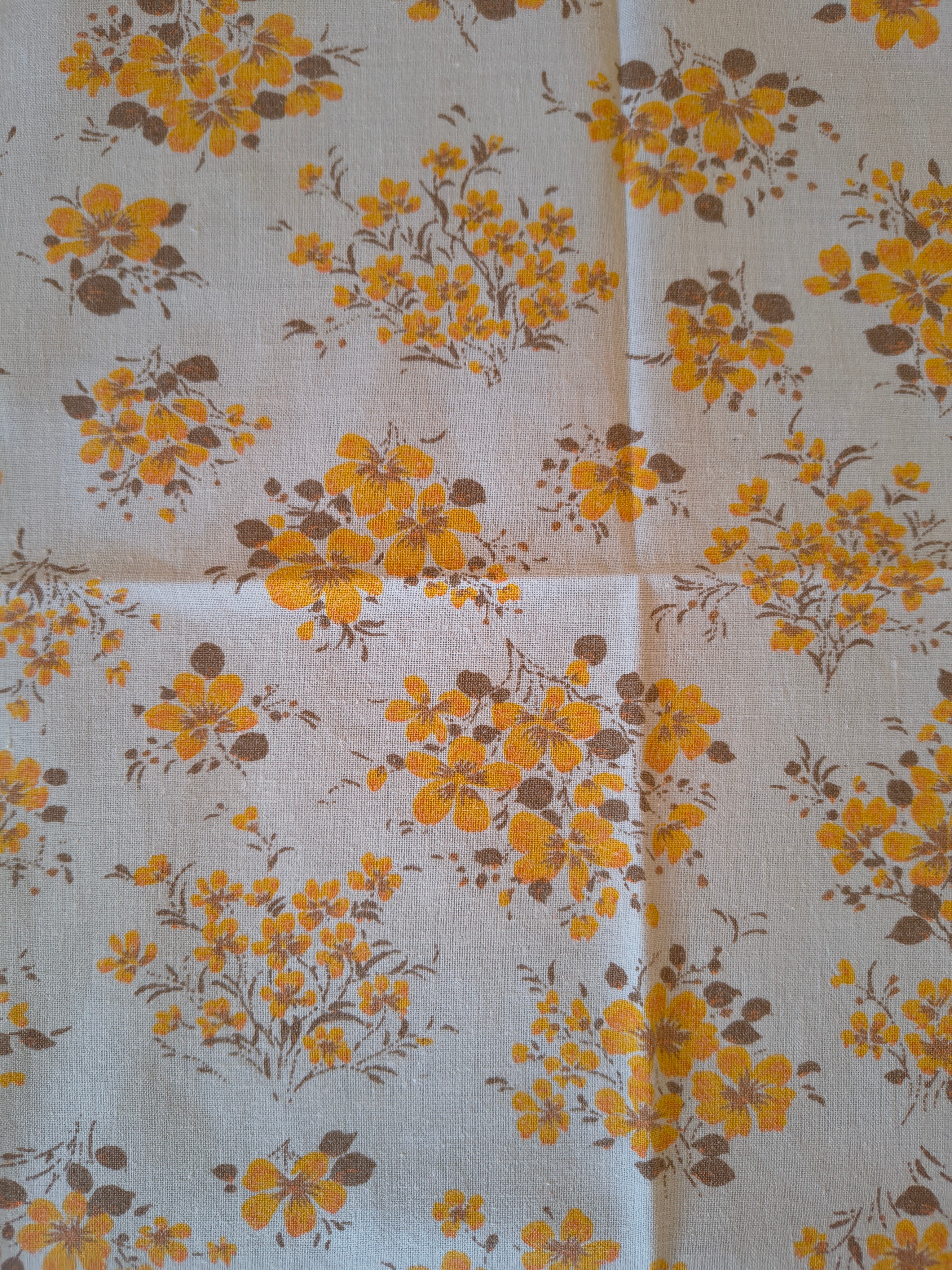 Serviettes de table vintage en coton petites fleurs orange