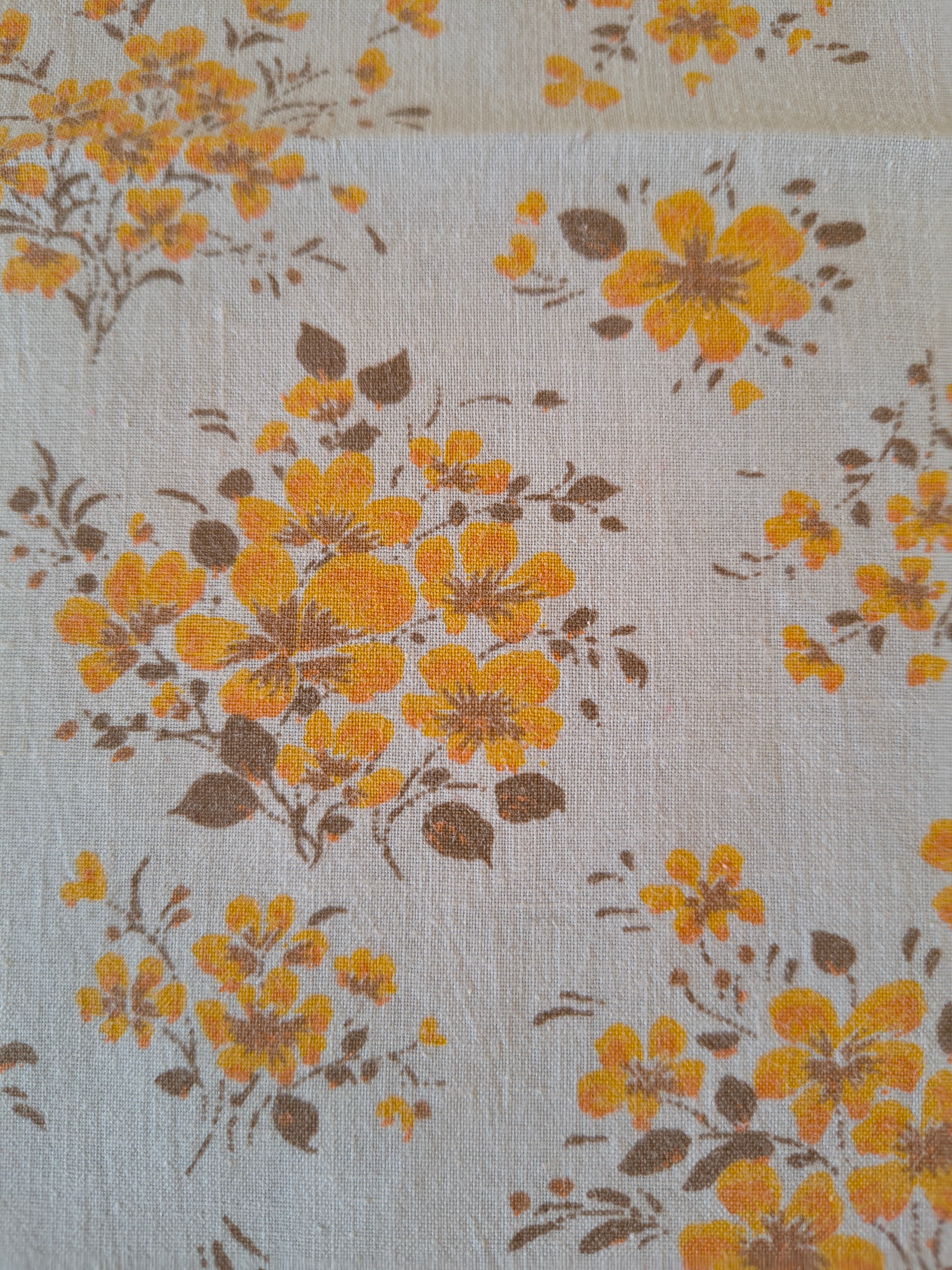 Serviettes de table vintage en coton petites fleurs orange