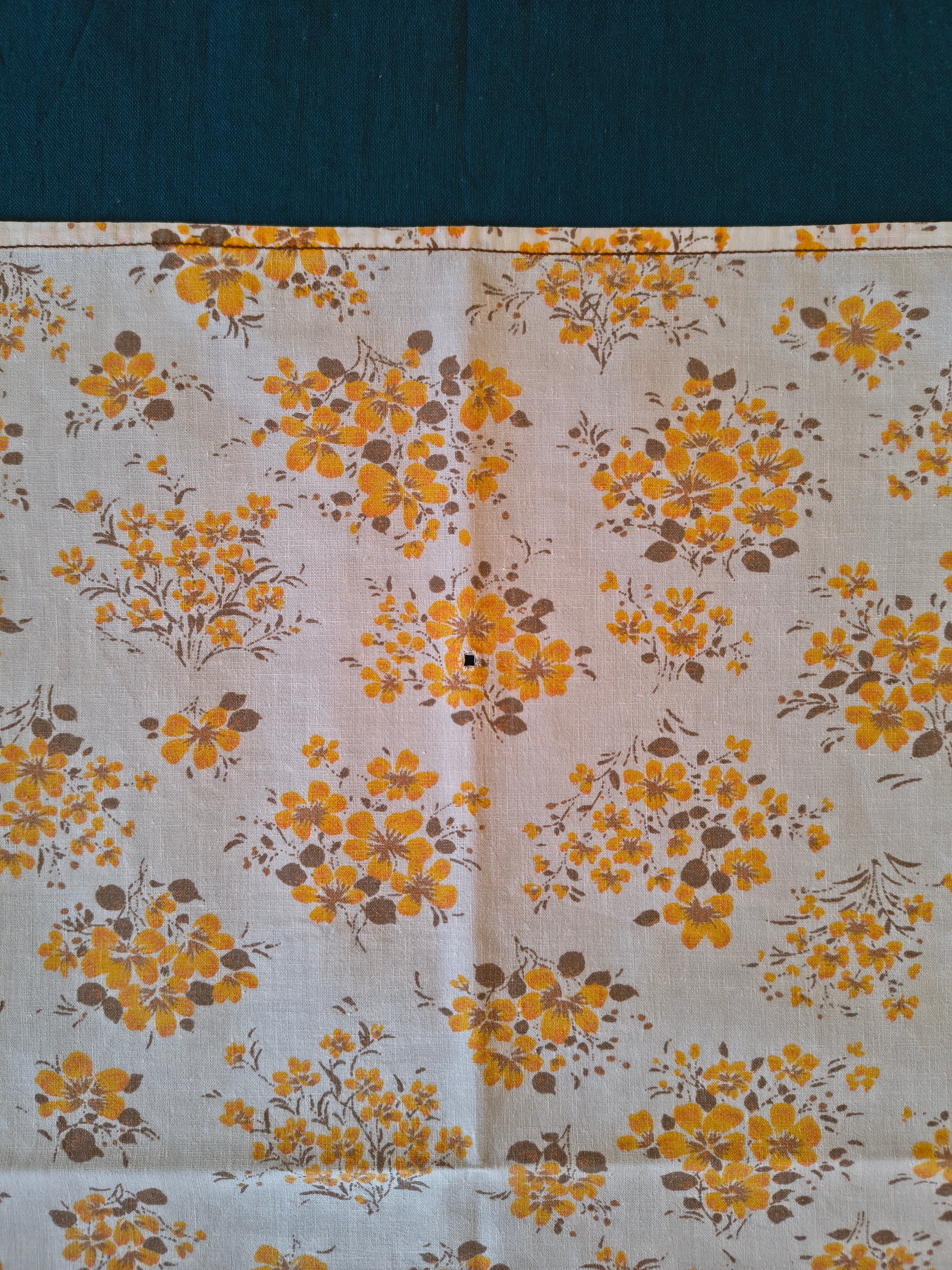Serviettes de table vintage en coton petites fleurs orange