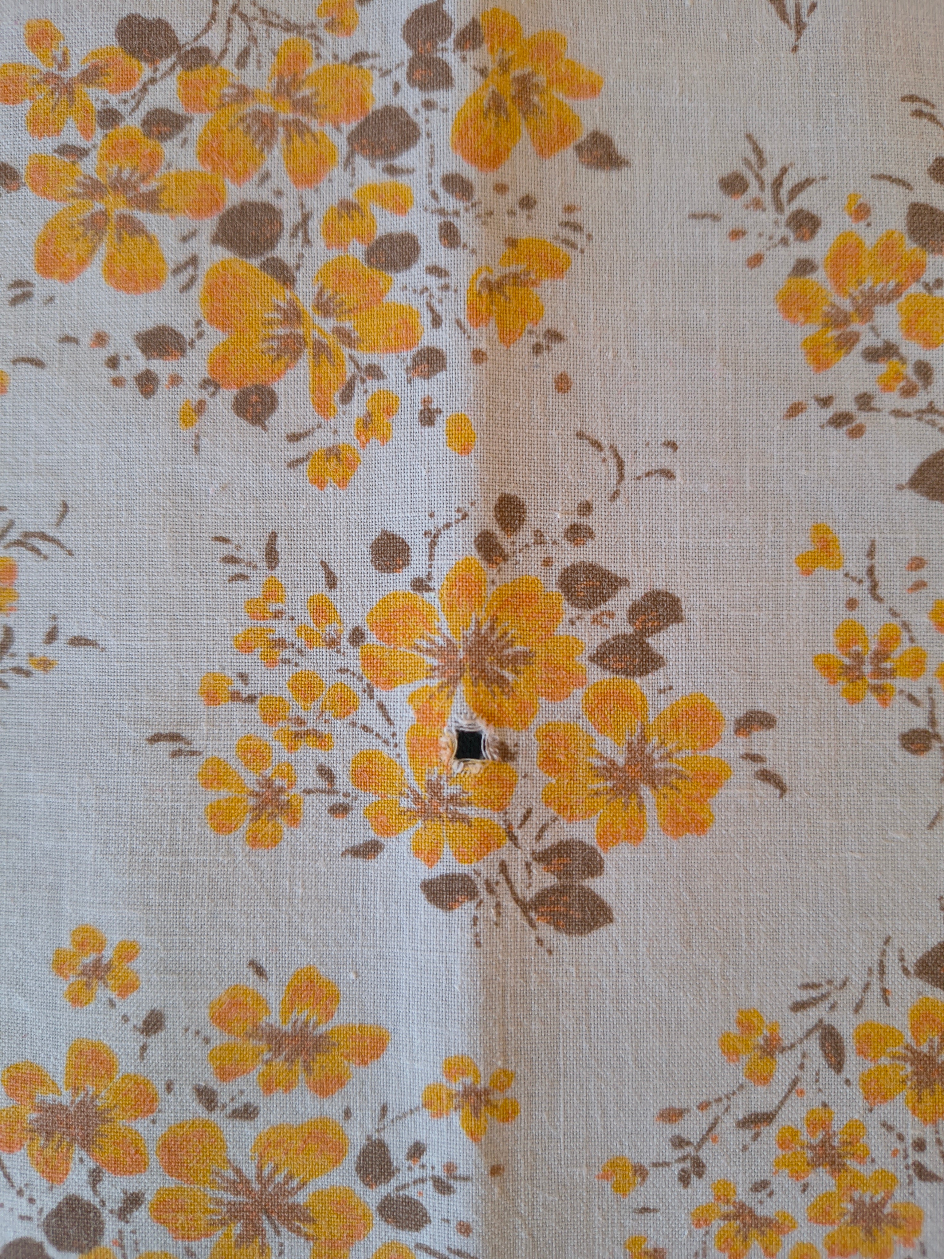 Serviettes de table vintage en coton petites fleurs orange