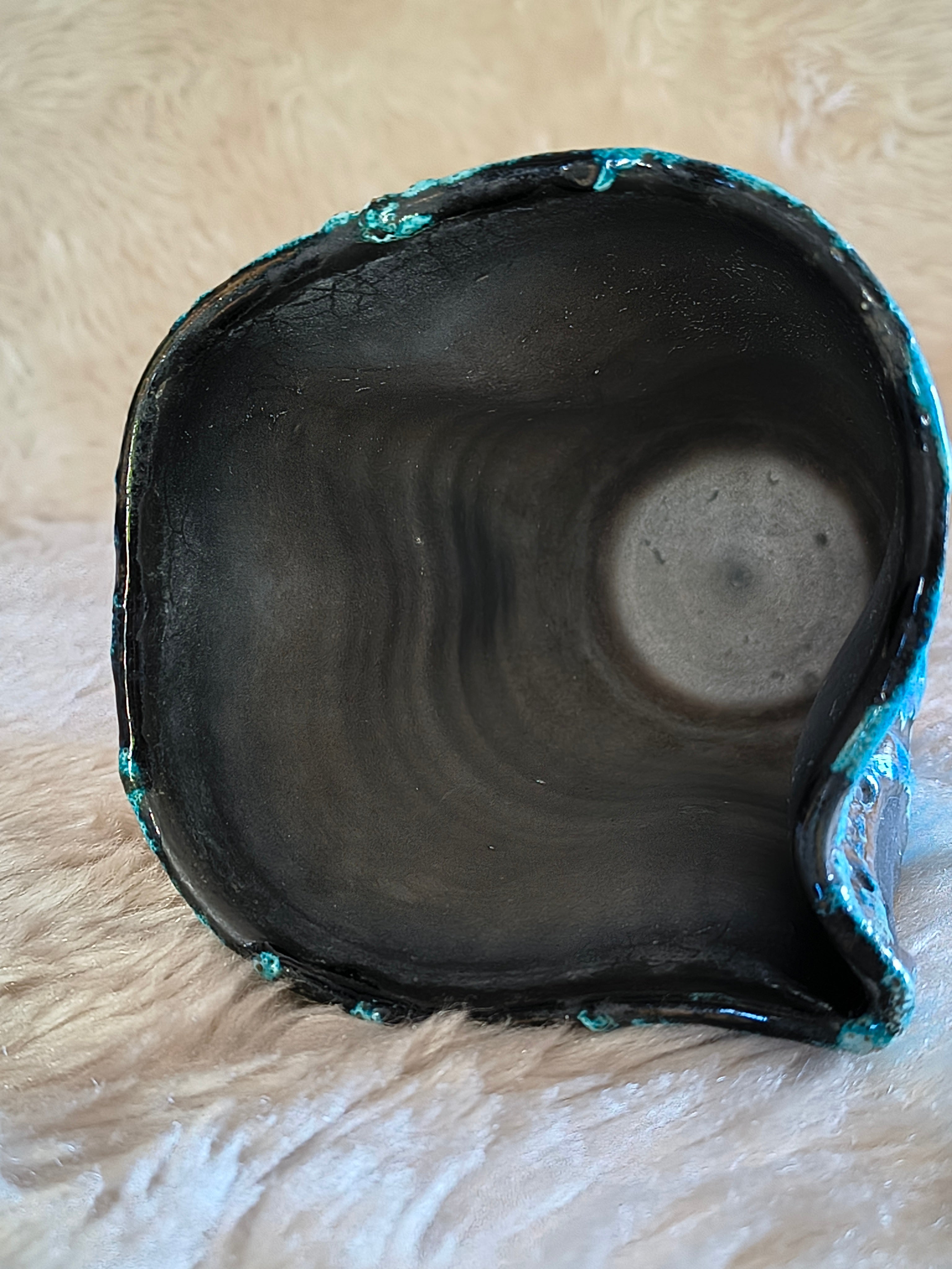 Vase vintage Fat Lava turquoise Emaux des glaciers Cyclope