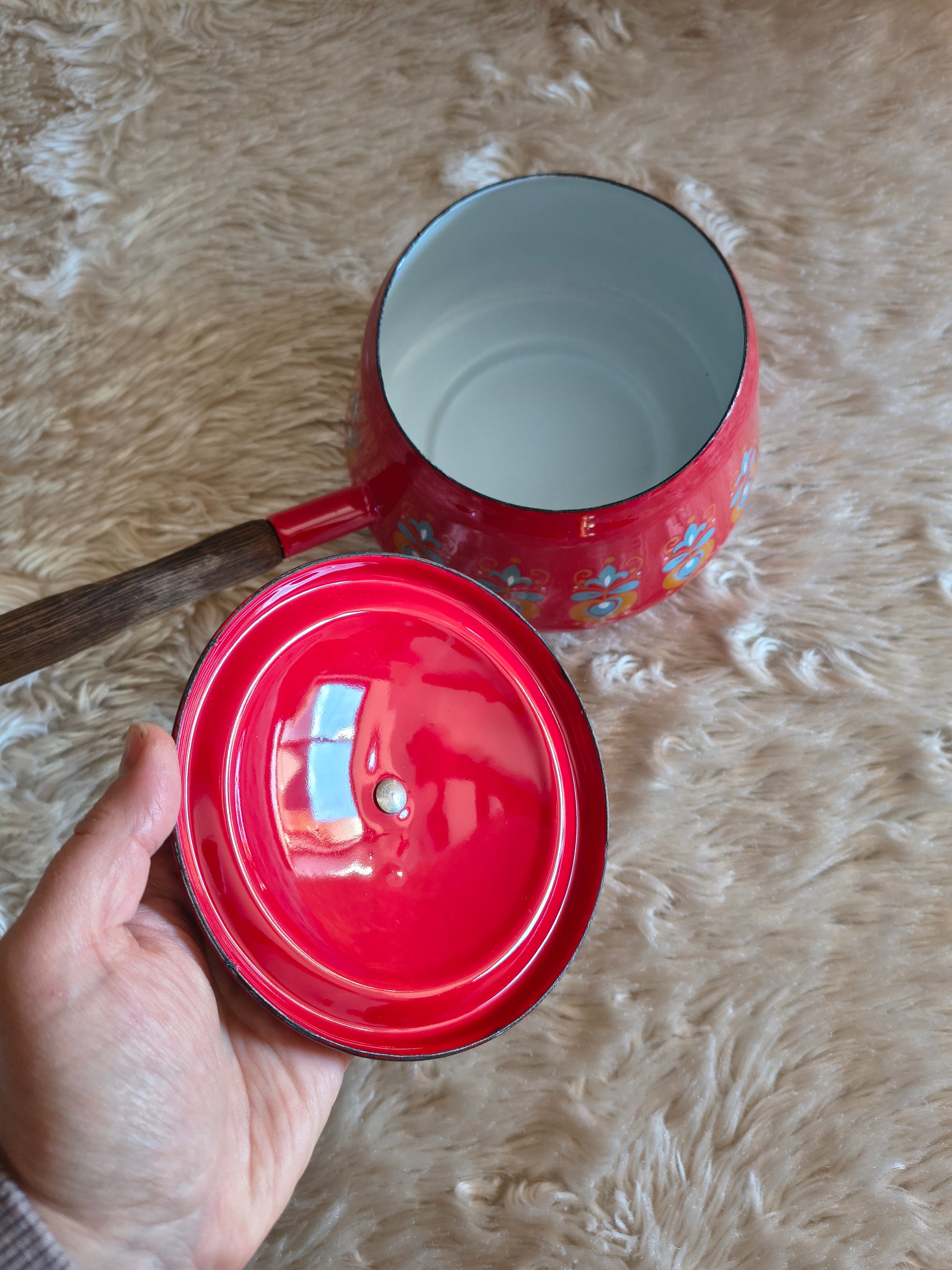 Ensemble à fondue rouge vintage années 70