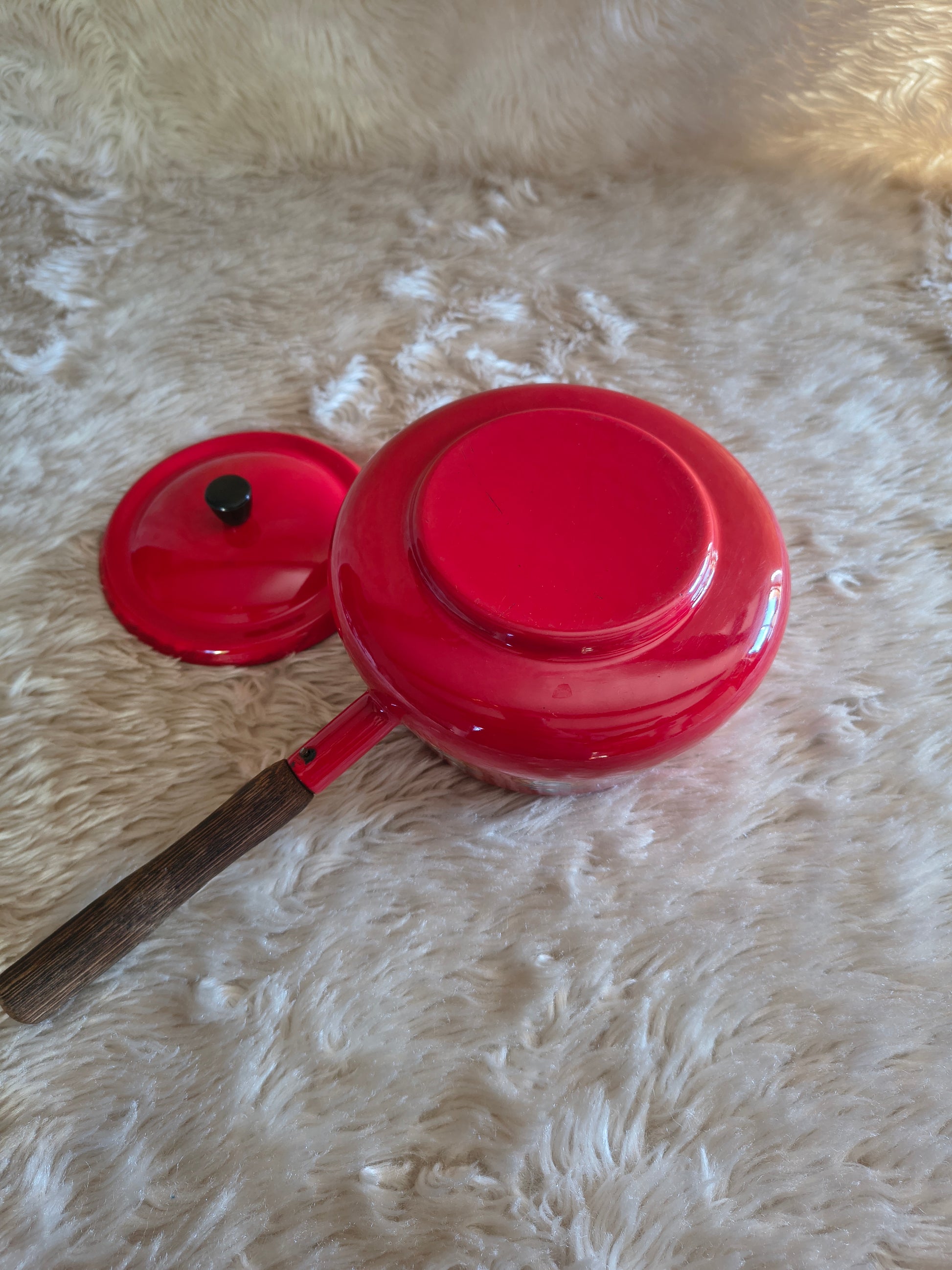 Ensemble à fondue rouge vintage années 70