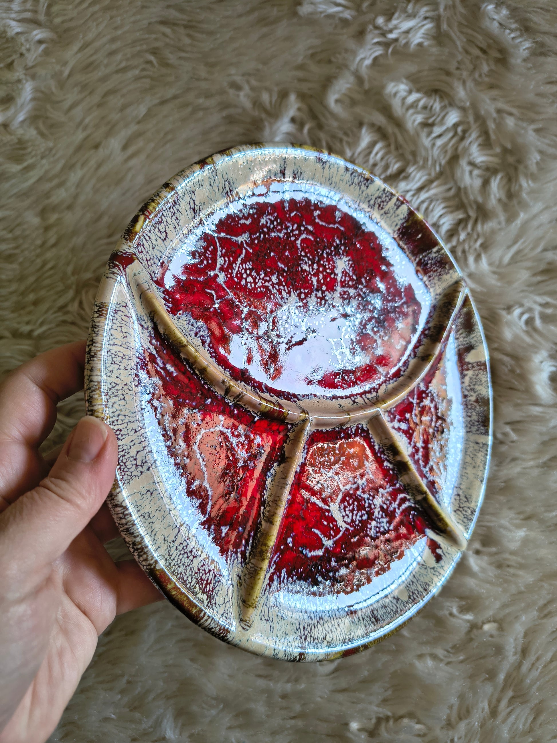 Ensemble à fondue rouge vintage années 70