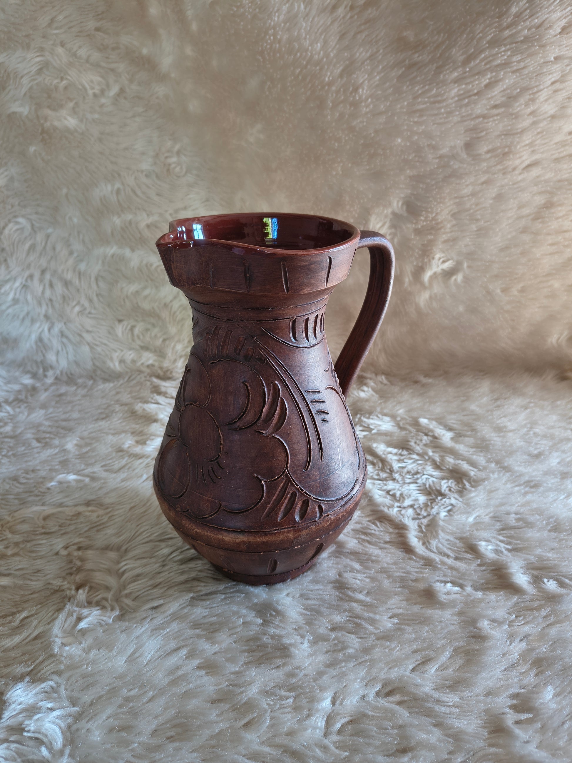 Grande cruche en terre cuite style méditerranéen rustique