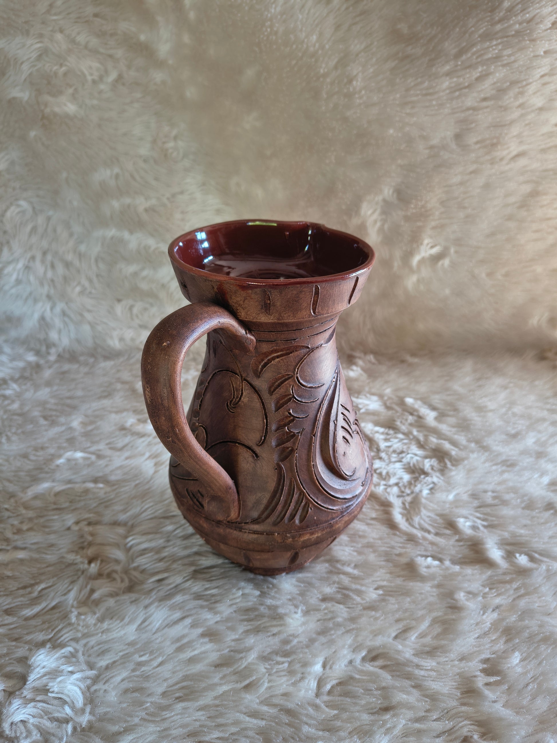 Grande cruche en terre cuite style méditerranéen rustique