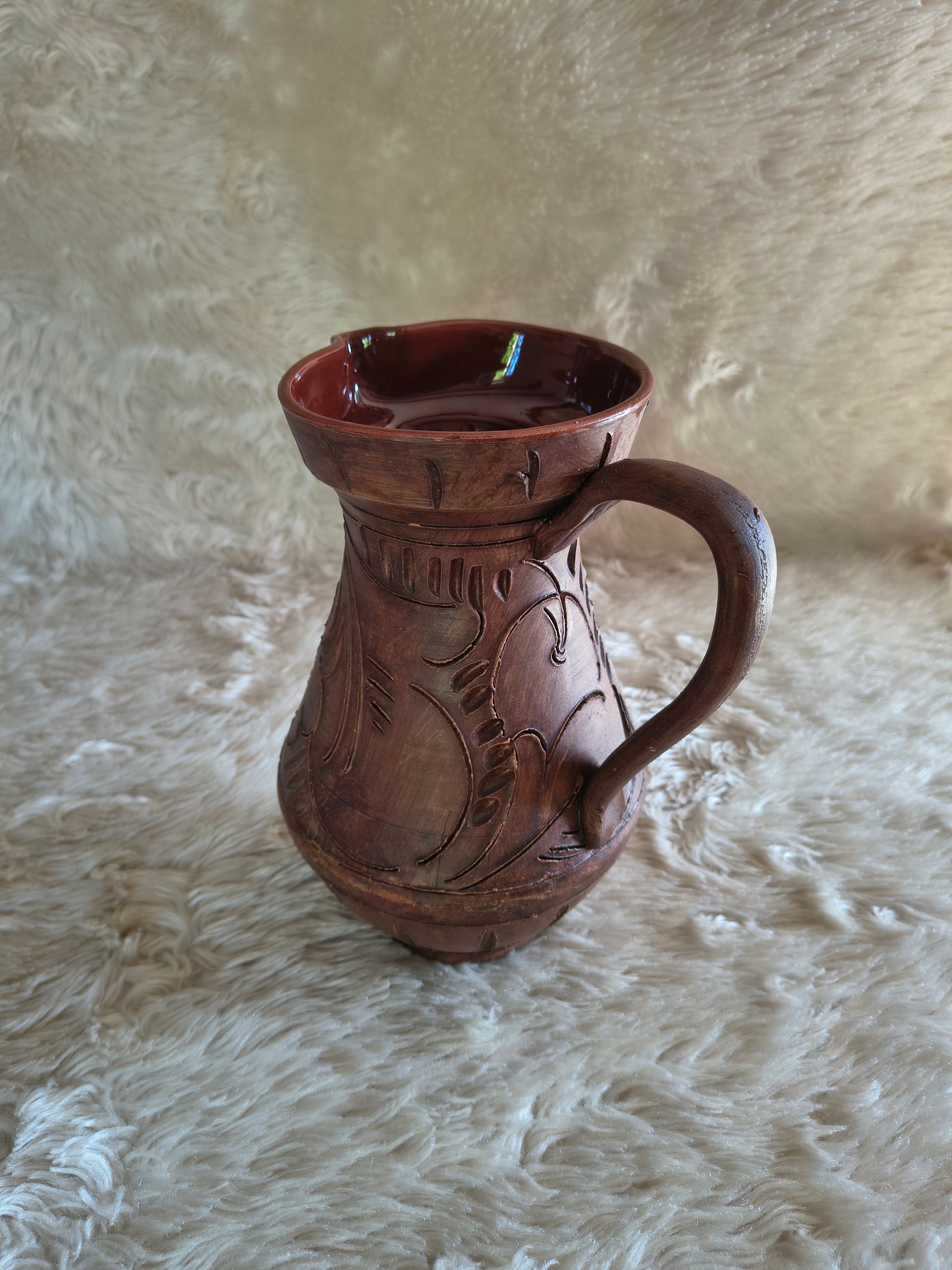 Grande cruche en terre cuite style méditerranéen rustique