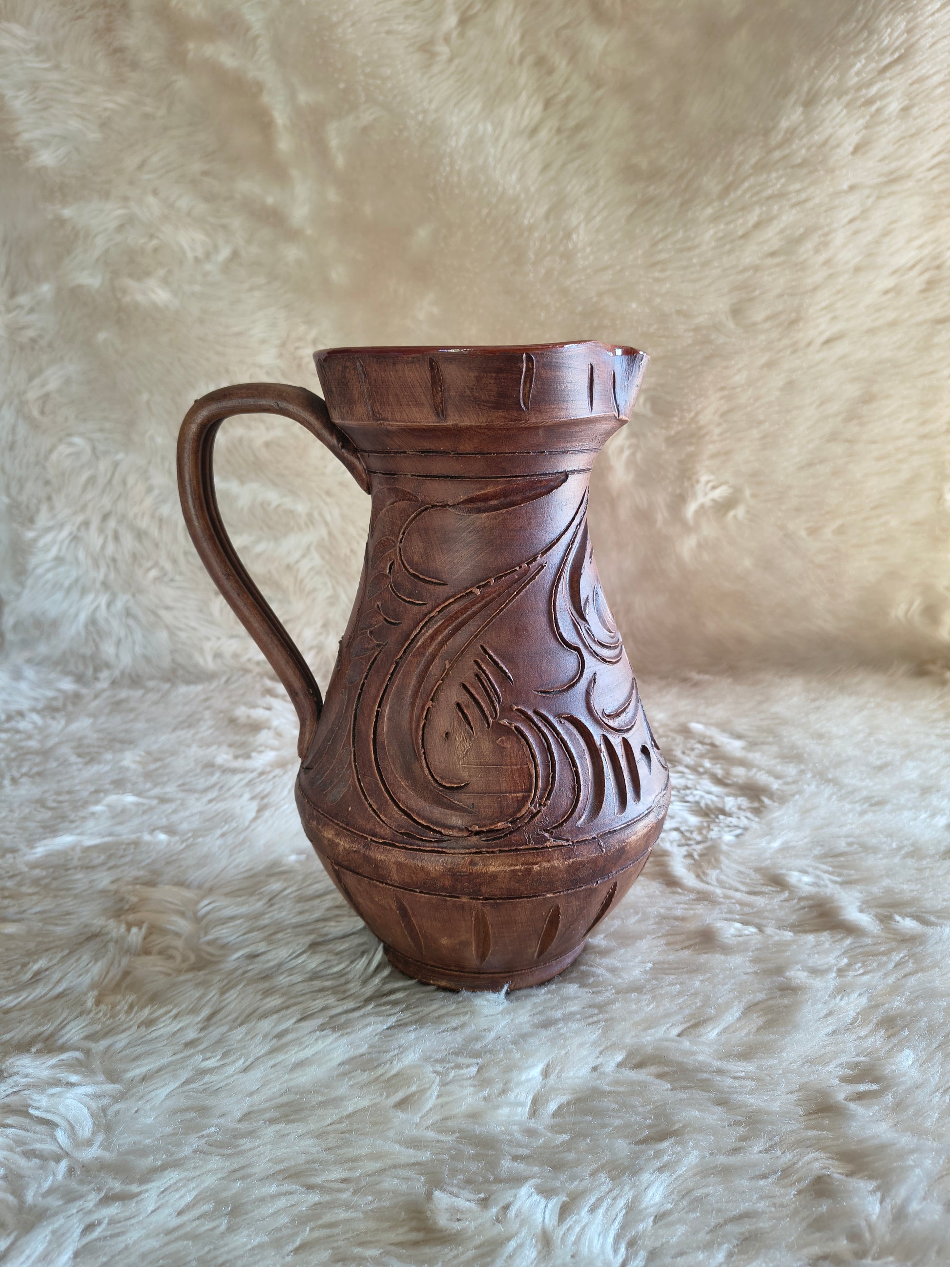 Grande cruche en terre cuite style méditerranéen rustique