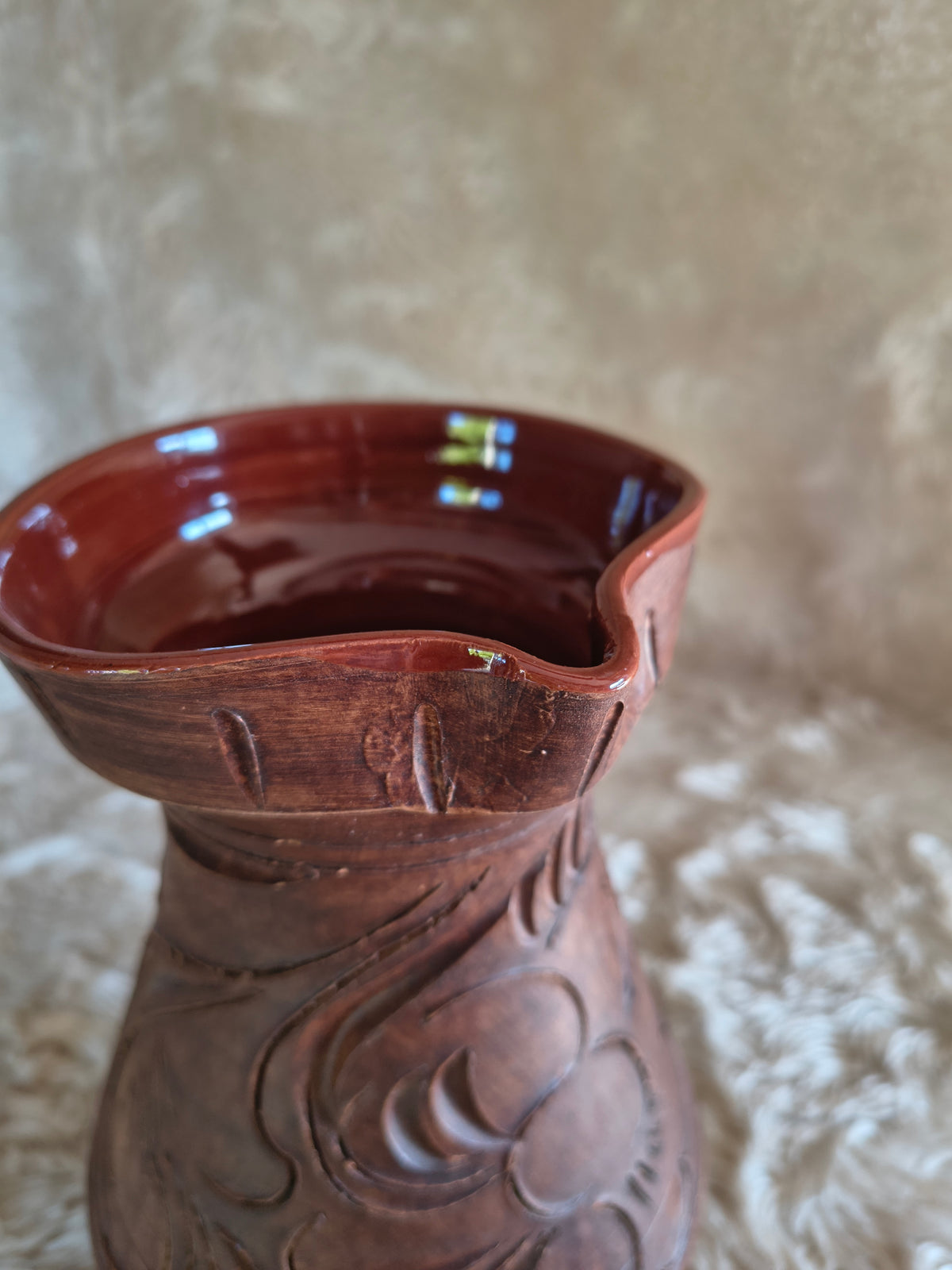 Grande cruche en terre cuite style méditerranéen rustique