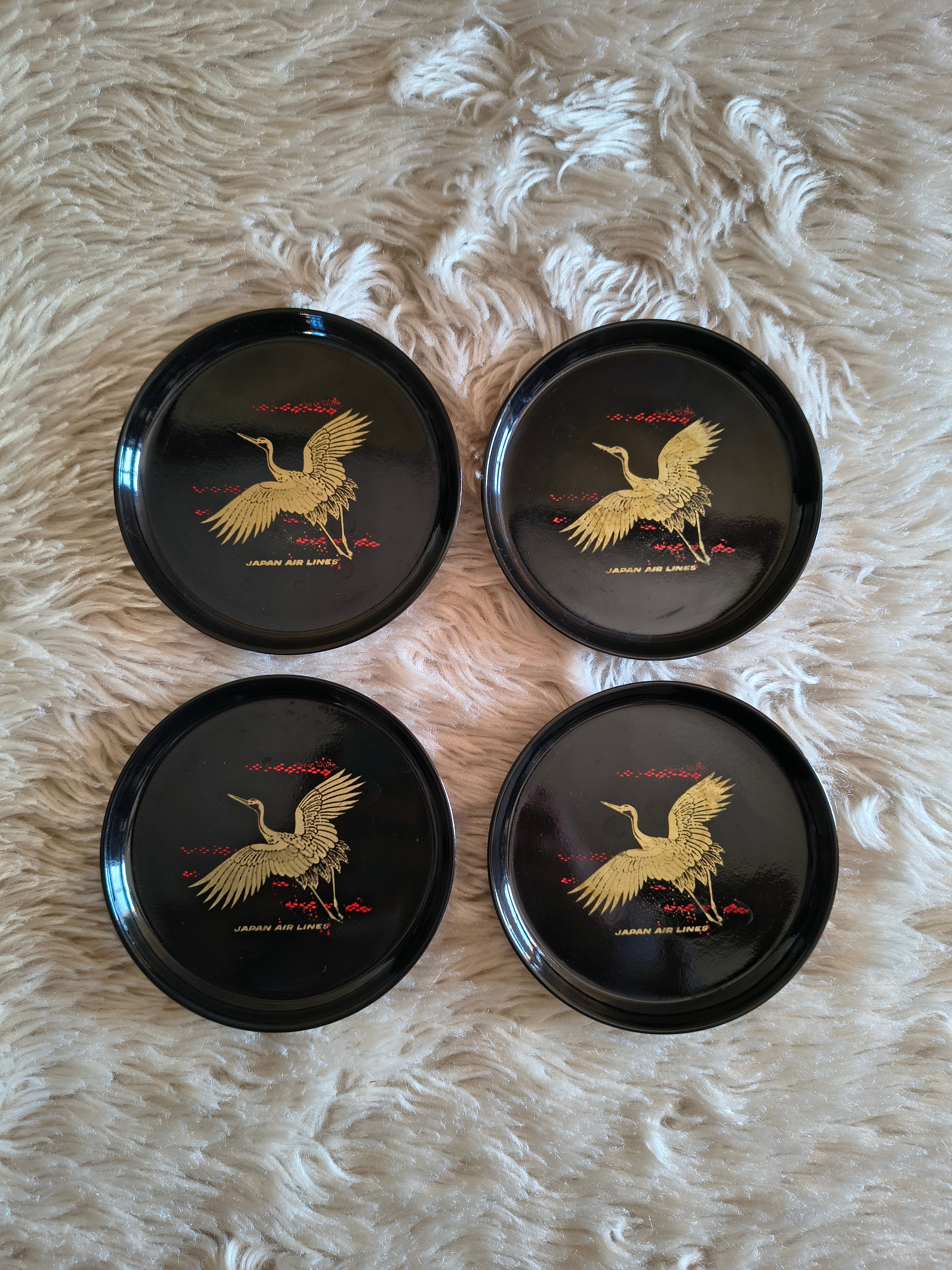 Ensemble collector Japan Airlines dessous de verres et boite décor grues