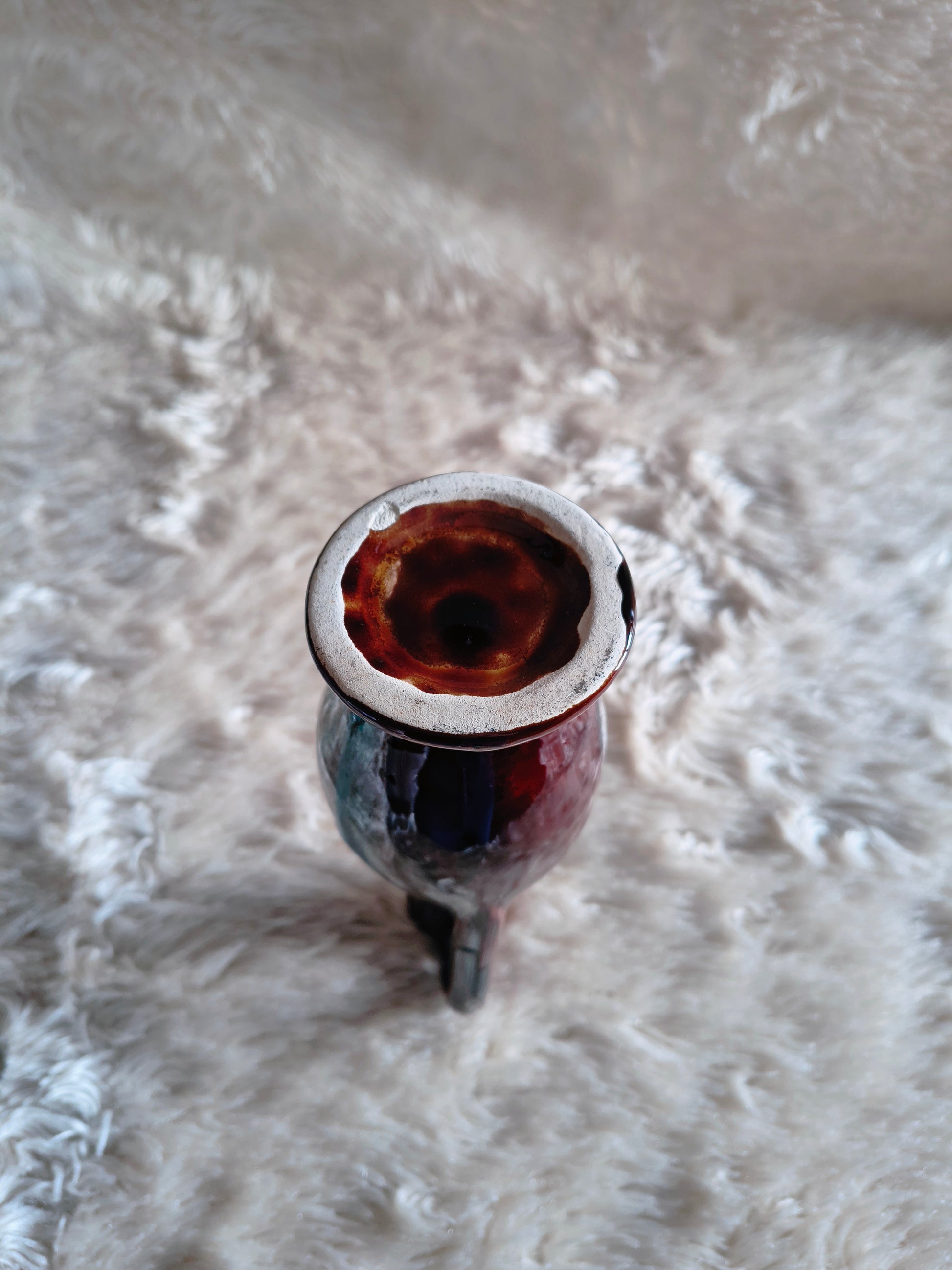 Service à liqueur vintage années 70 céramique Fat Lava turquoise style Vallauris