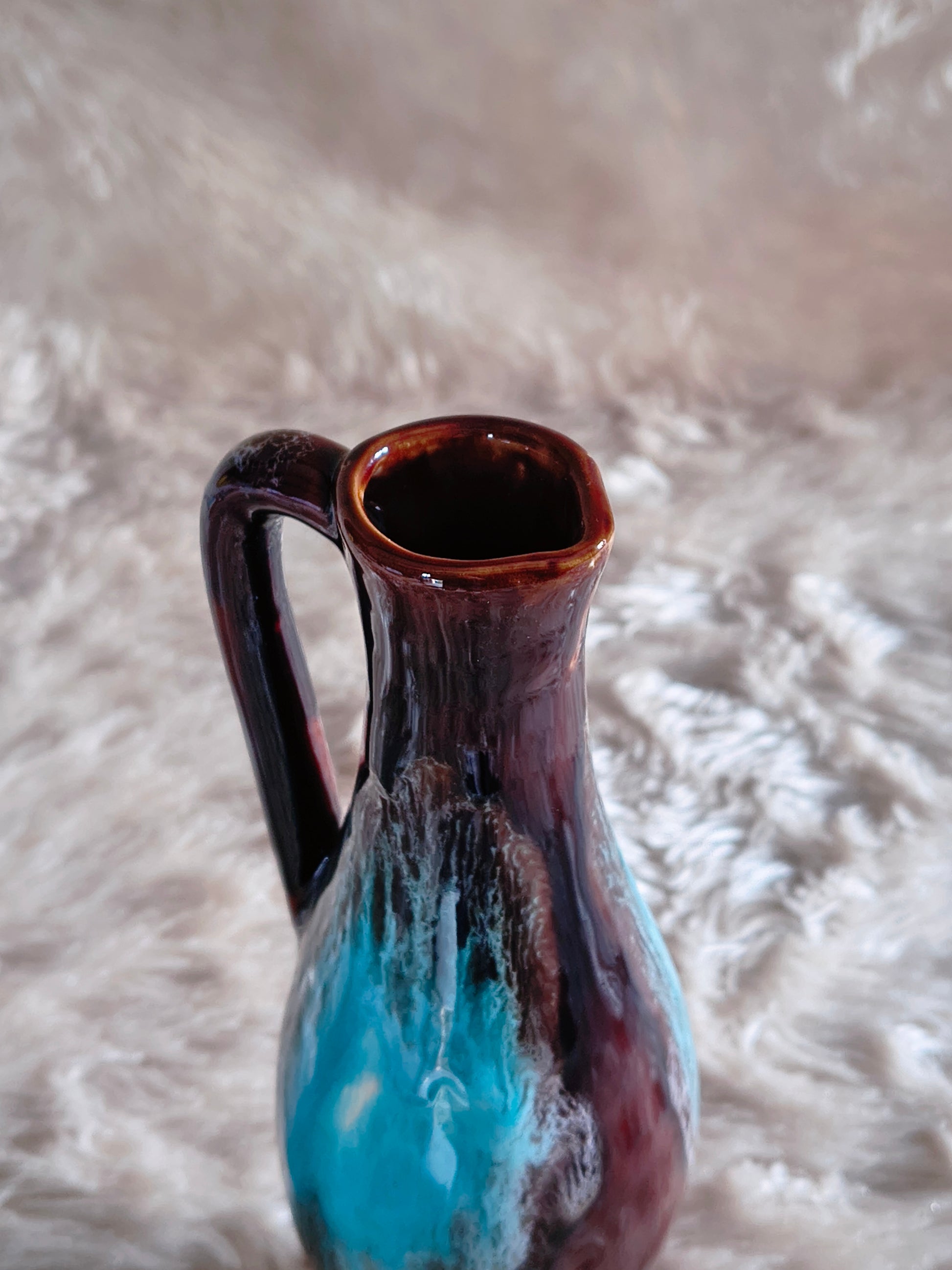 Service à liqueur vintage années 70 céramique Fat Lava turquoise style Vallauris