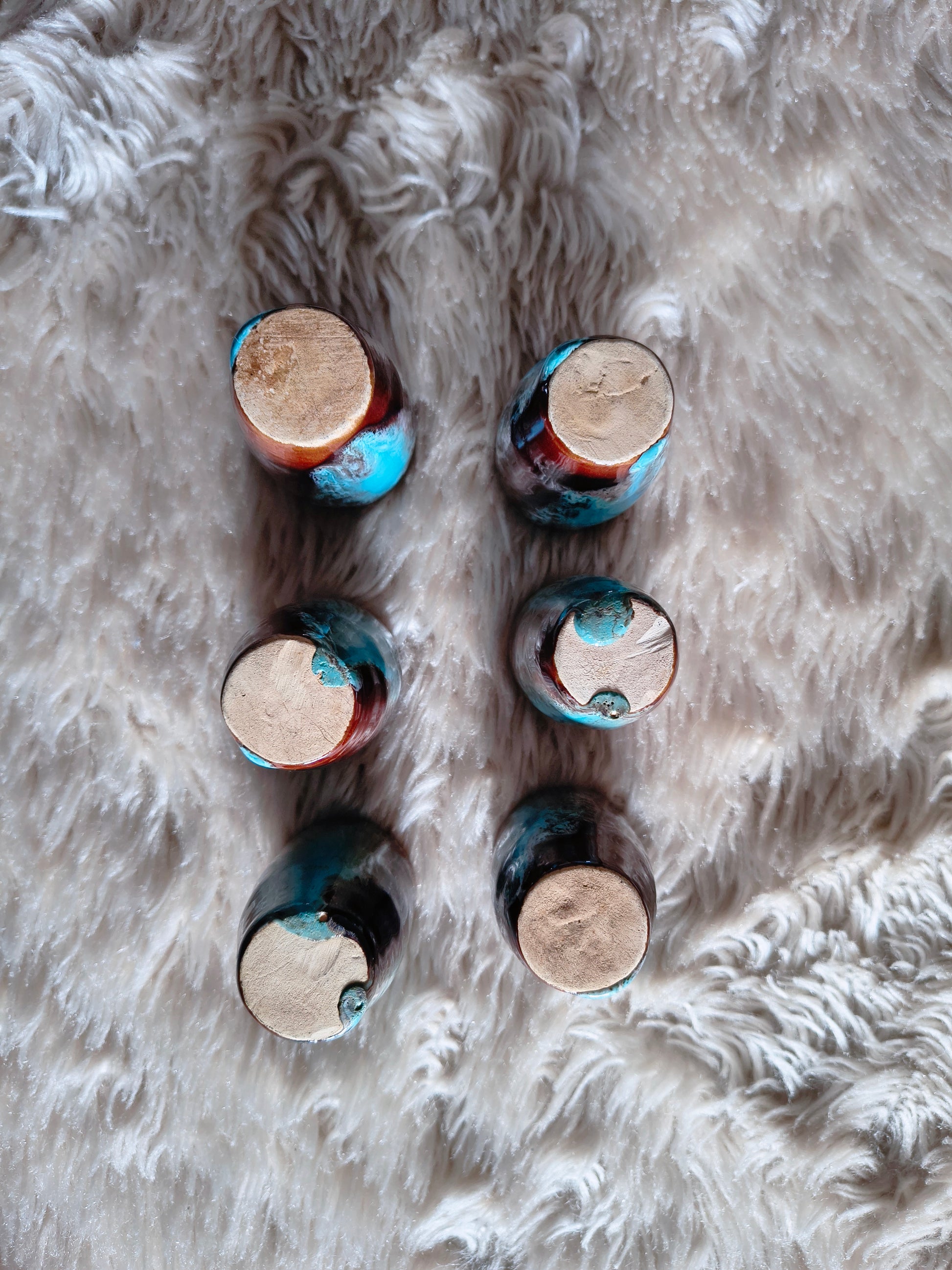 Service à liqueur vintage années 70 céramique Fat Lava turquoise style Vallauris
