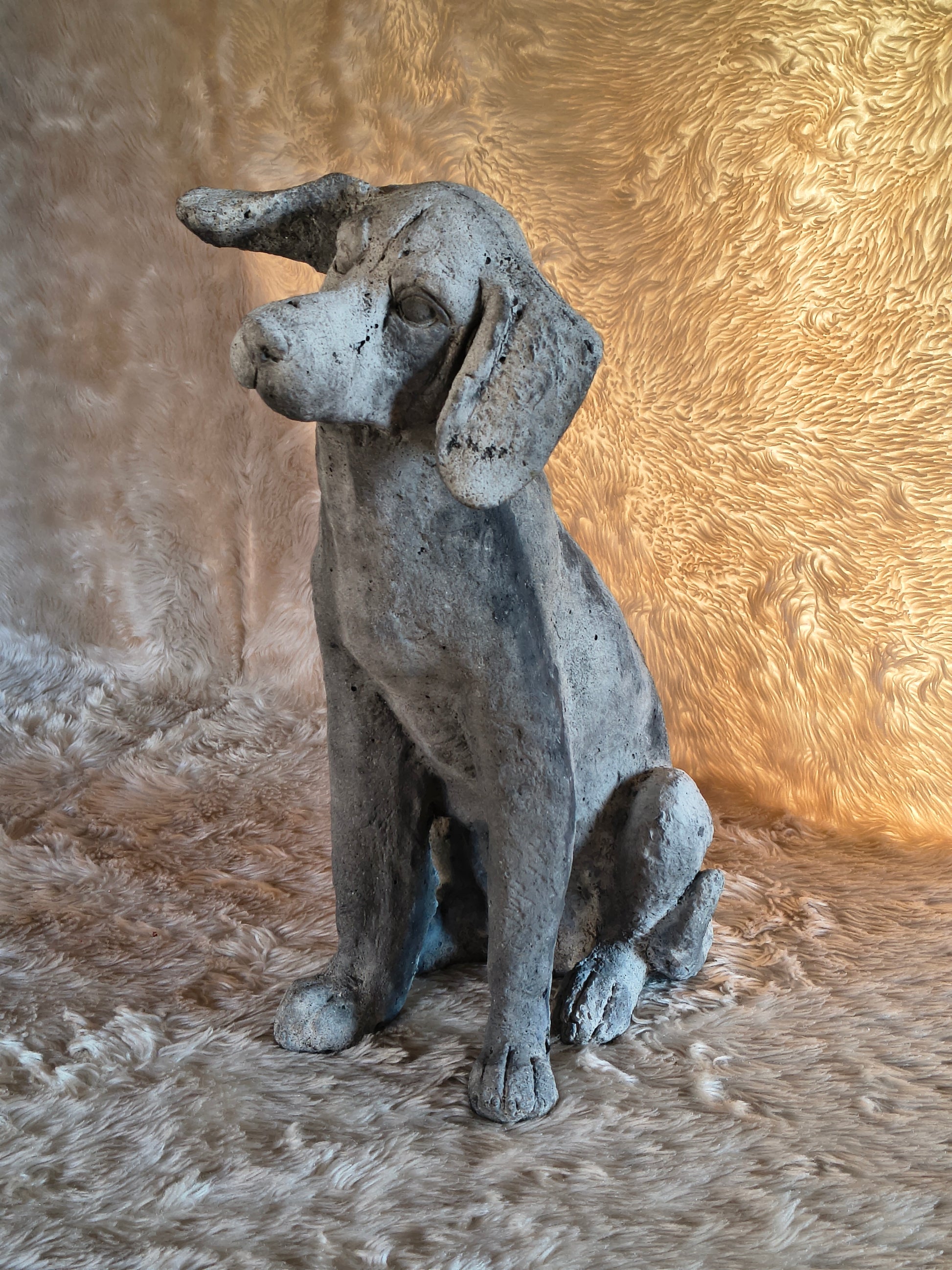 Statue de chien int/ext en pierre reconstituée
