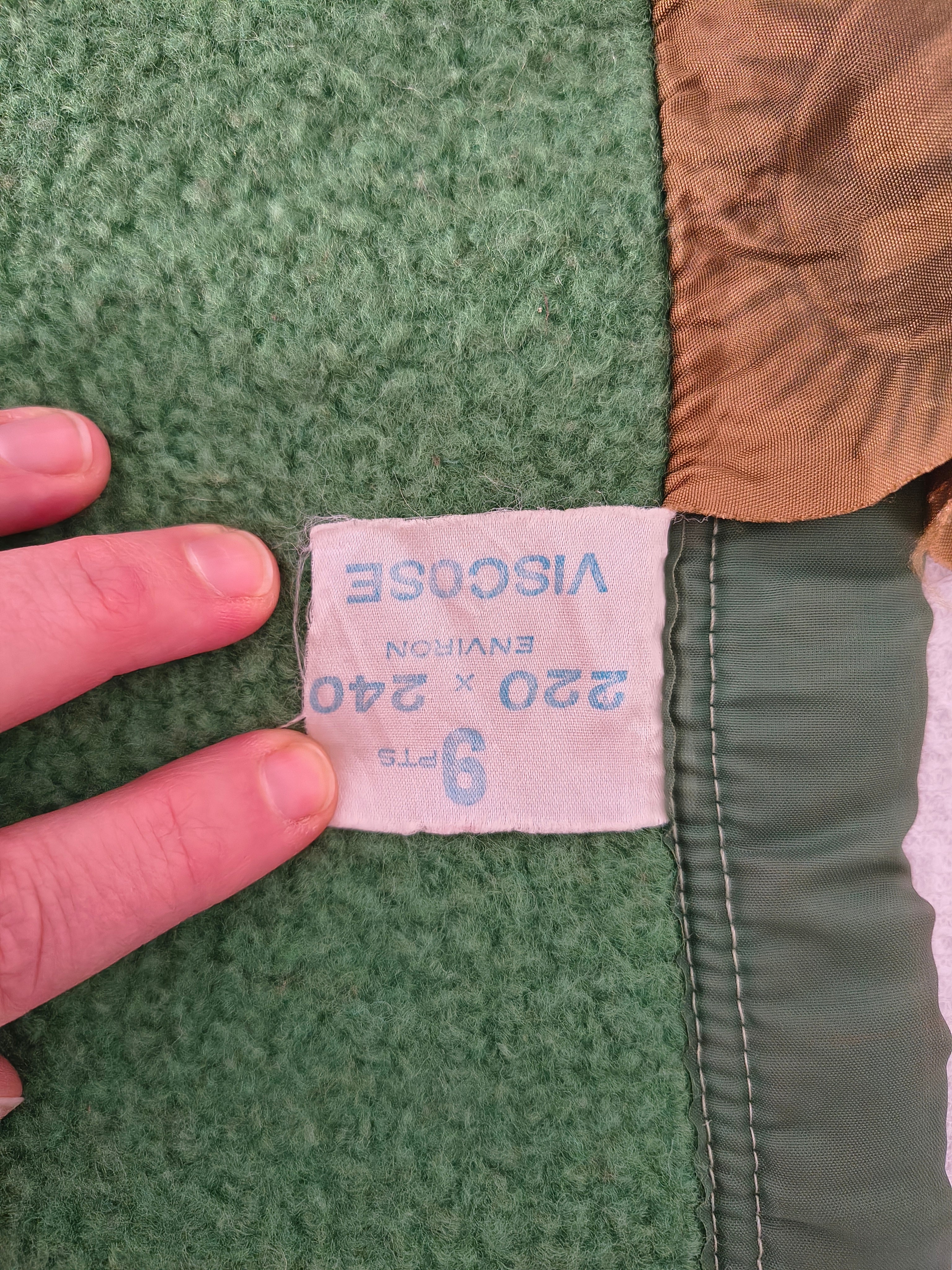 Couverture vintage 70's fleur marguerite vert foncé et turquoise