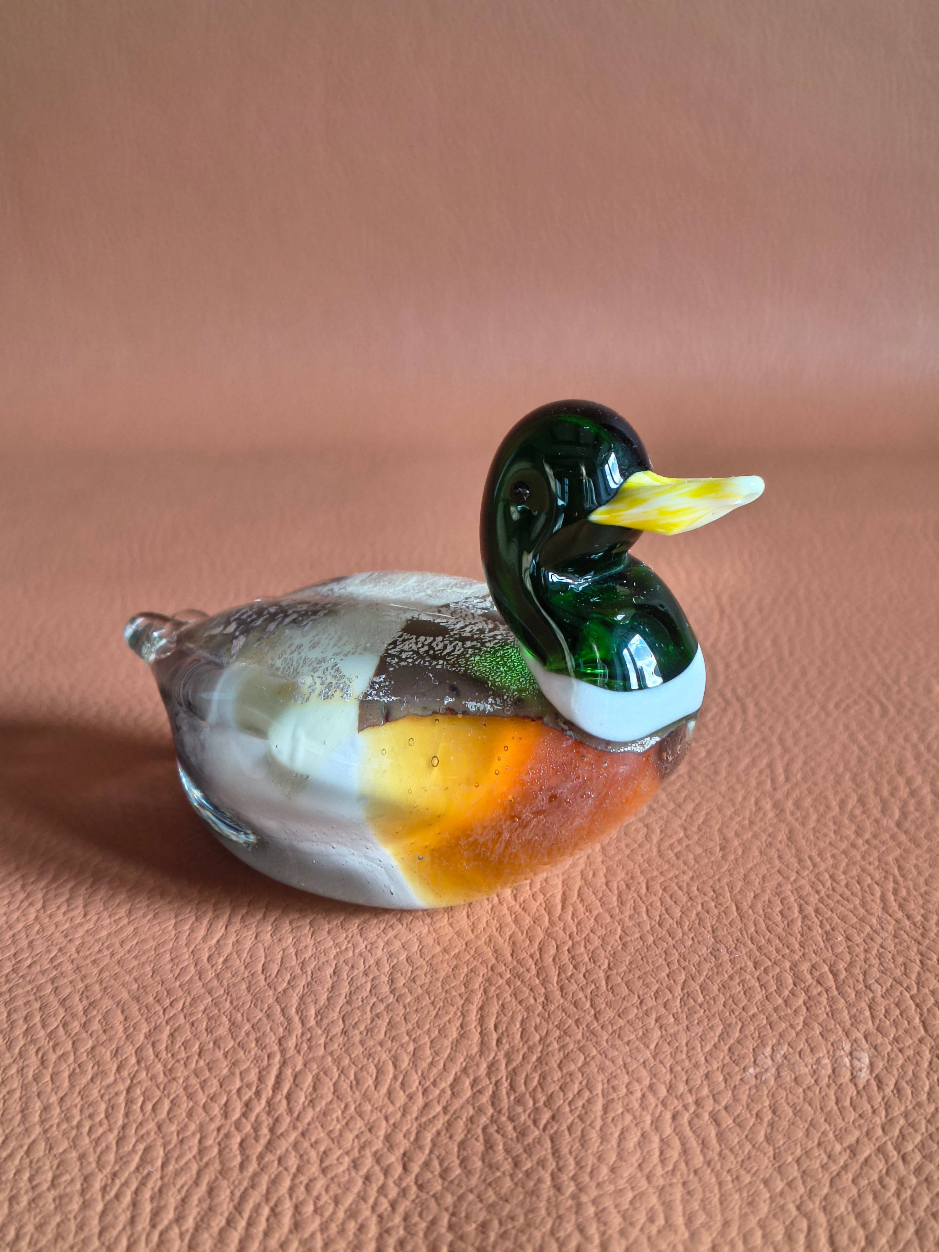 Sulfure / canard en verre soufflé façon Murano