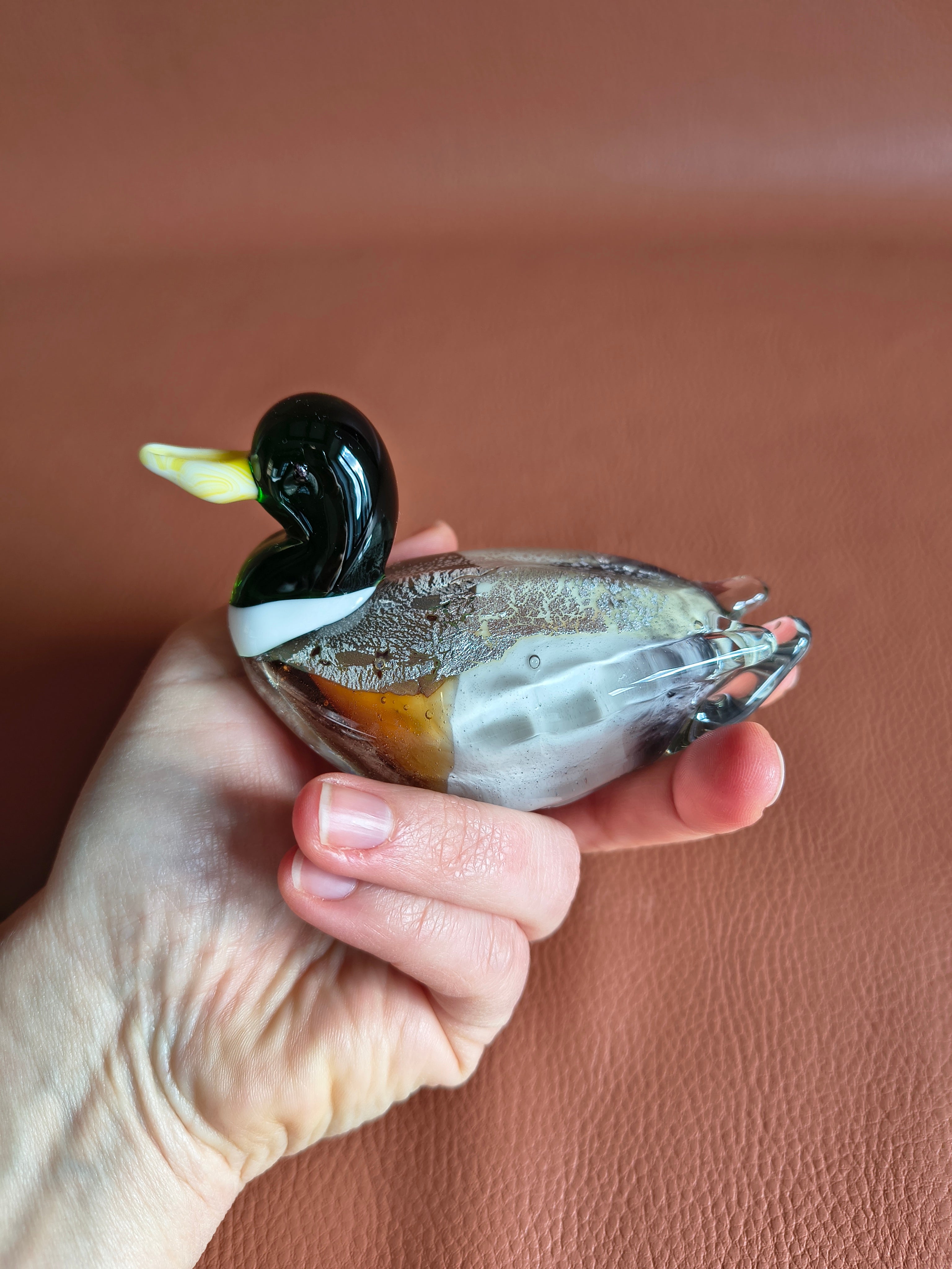 Sulfure / canard en verre soufflé façon Murano