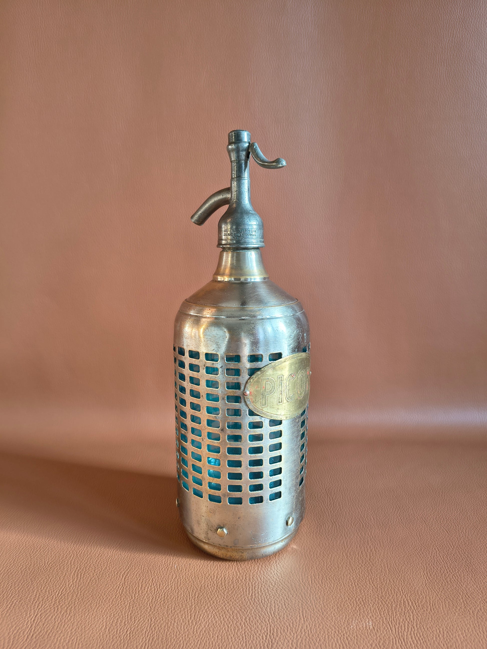 Siphon ancien cage d'acier marque Picon