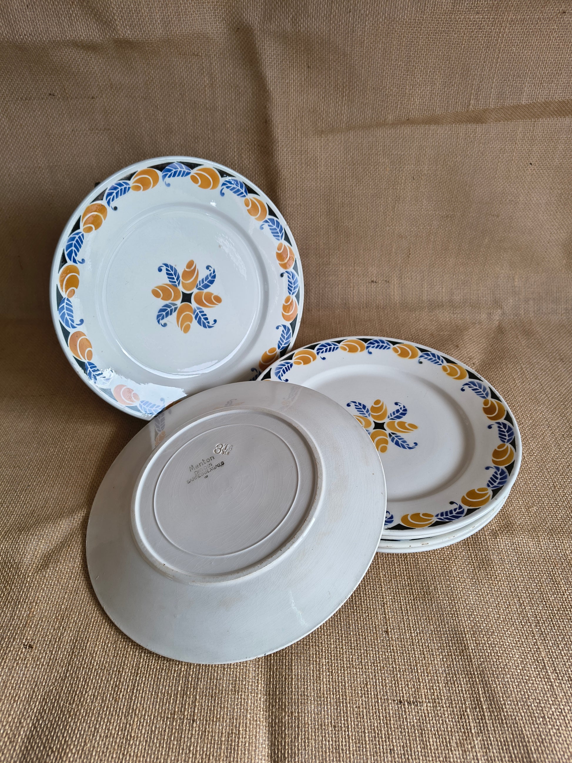 Assiettes plates anciennes Art Déco service Menton Digoin Sarreguemines
