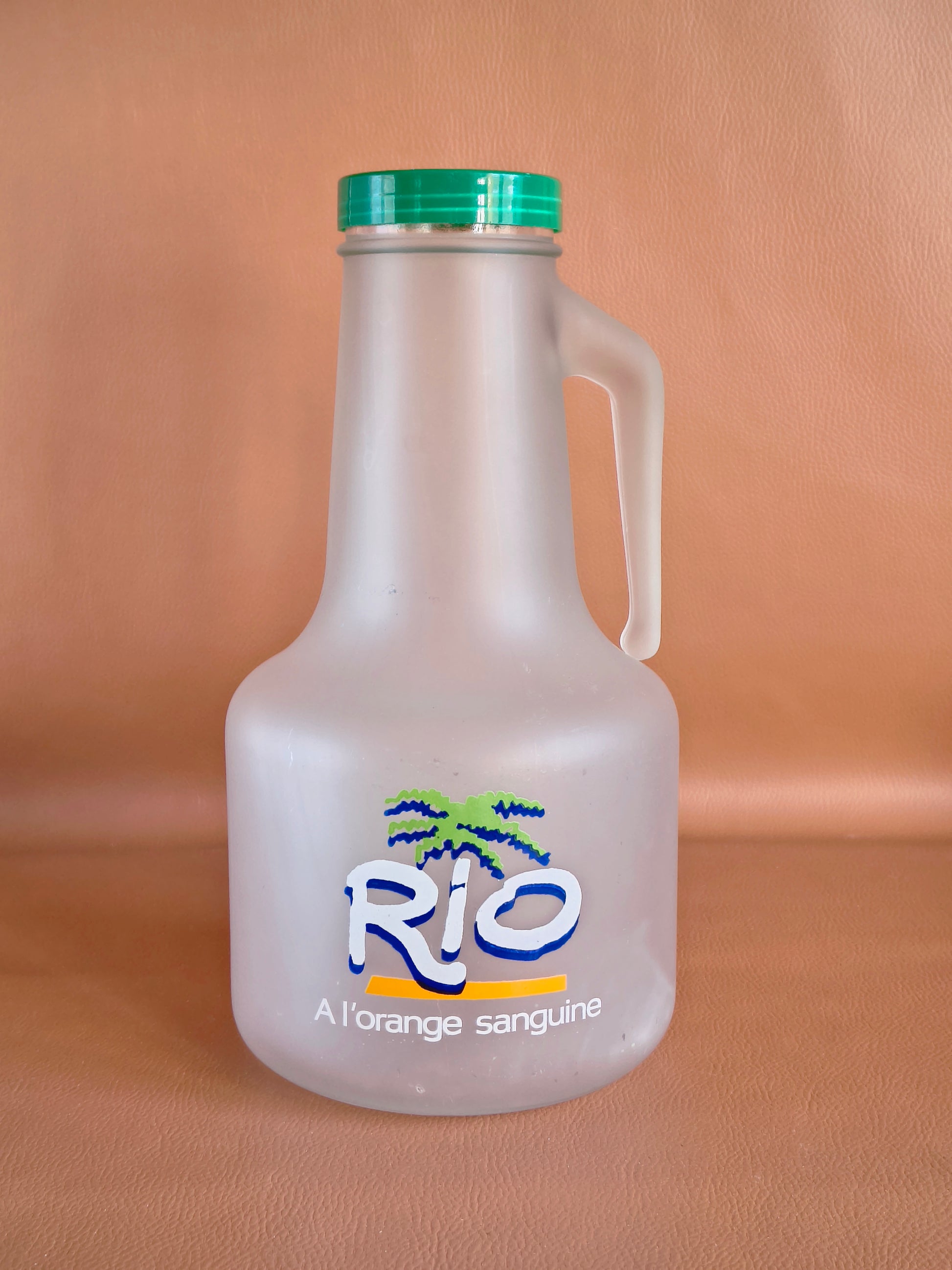 Service à orangeade vintage 90's carafe et 6 verres Rio / Choc'Menthe