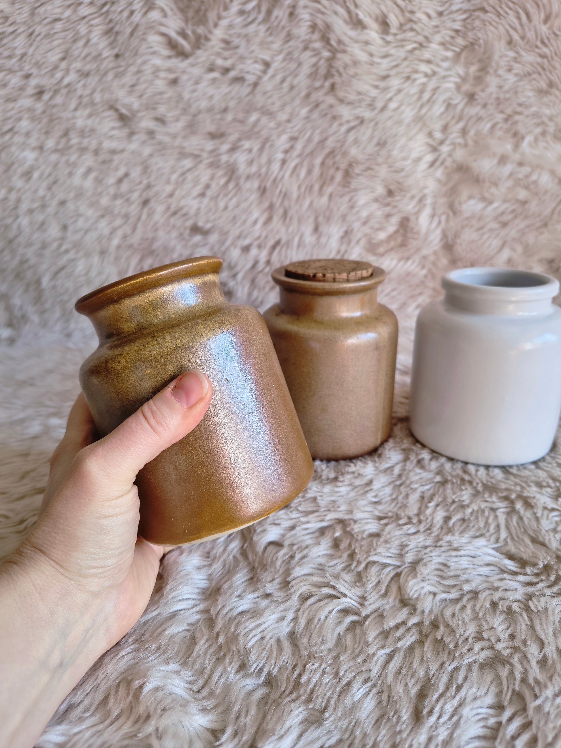 Pots à moutarde anciens en grès