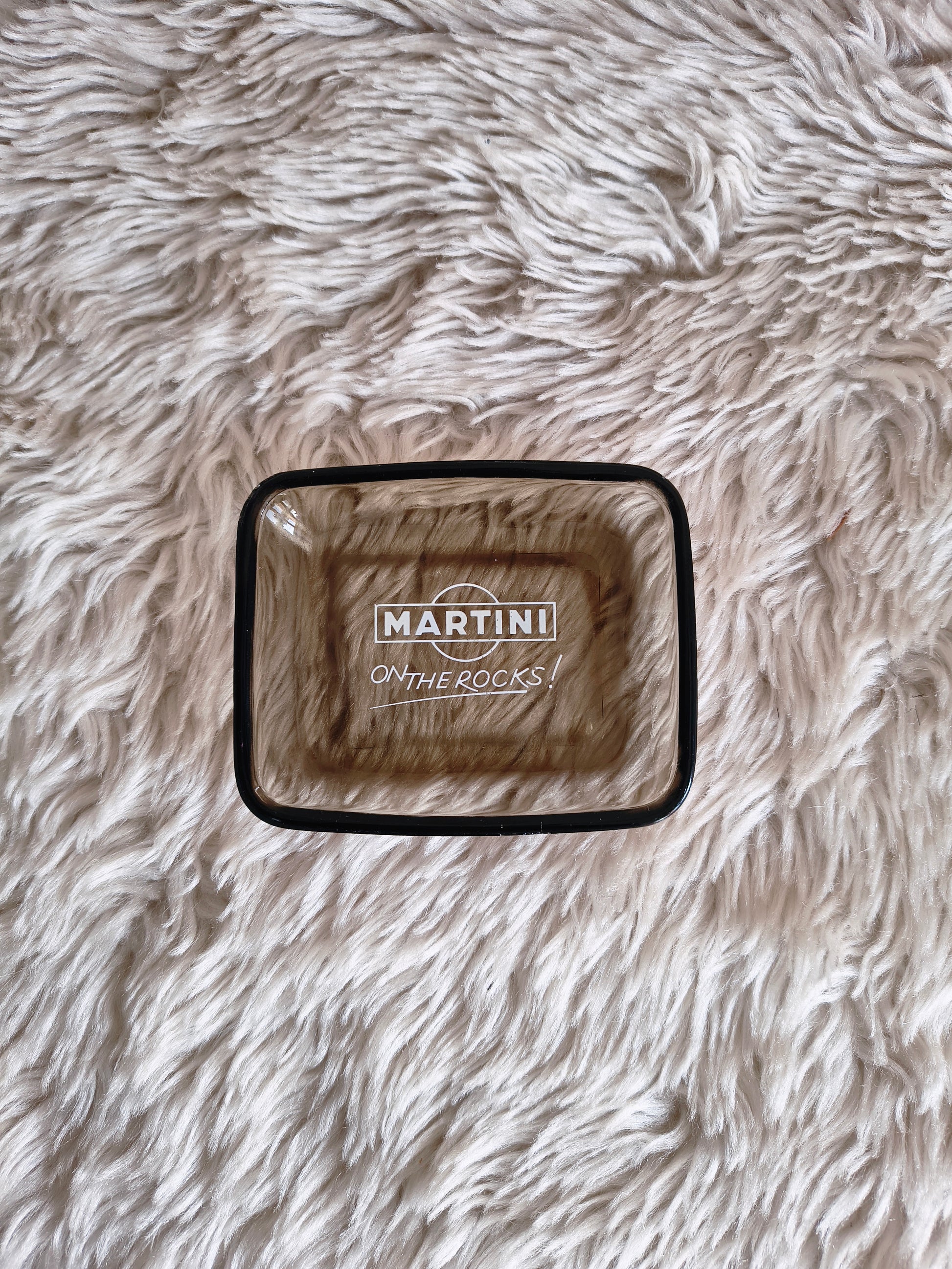 Cendrier vintage Martini en verre fumé