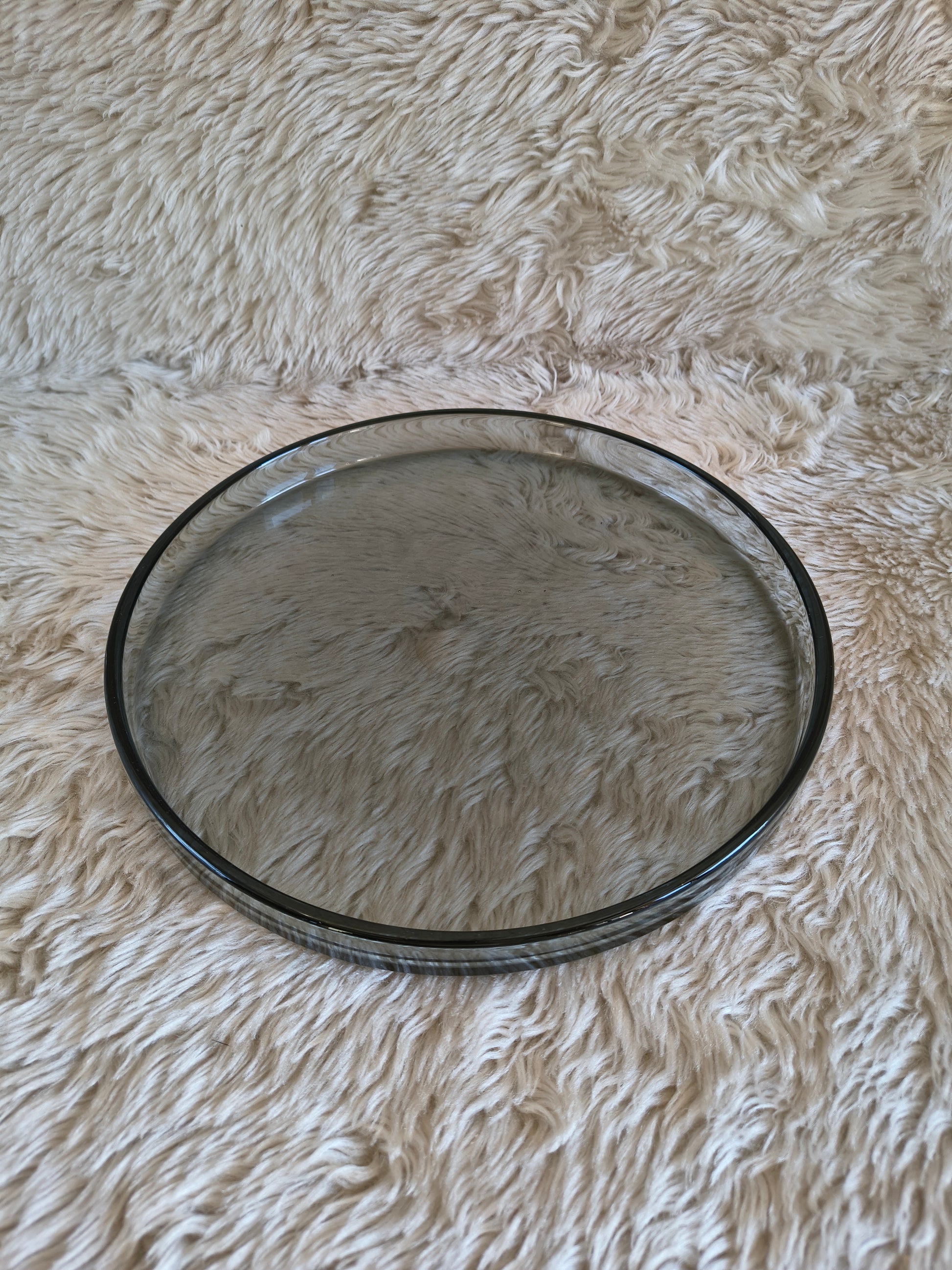 Plateau rond en cristal Daum gris bleuté