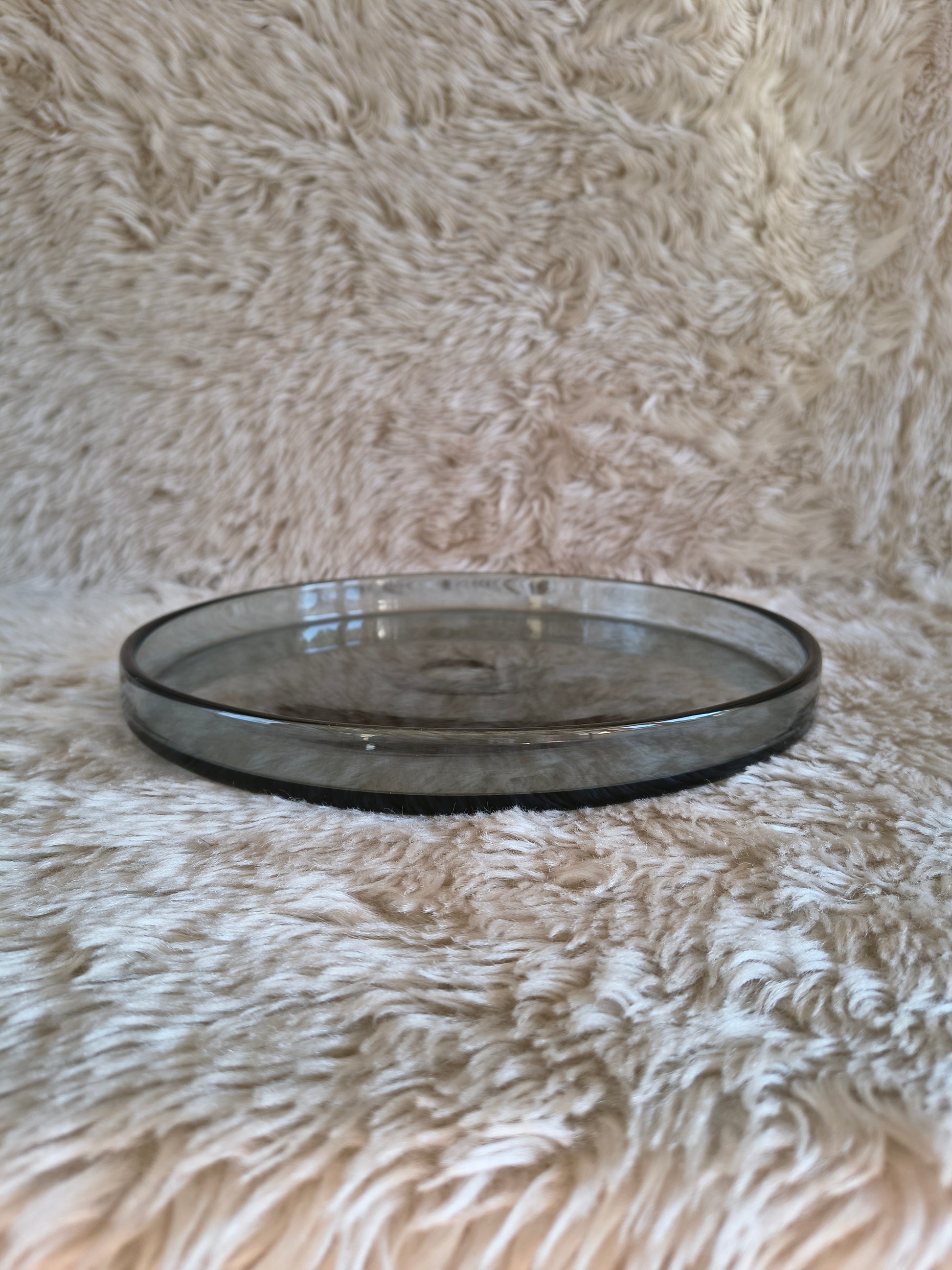 Plateau rond en cristal Daum gris bleuté