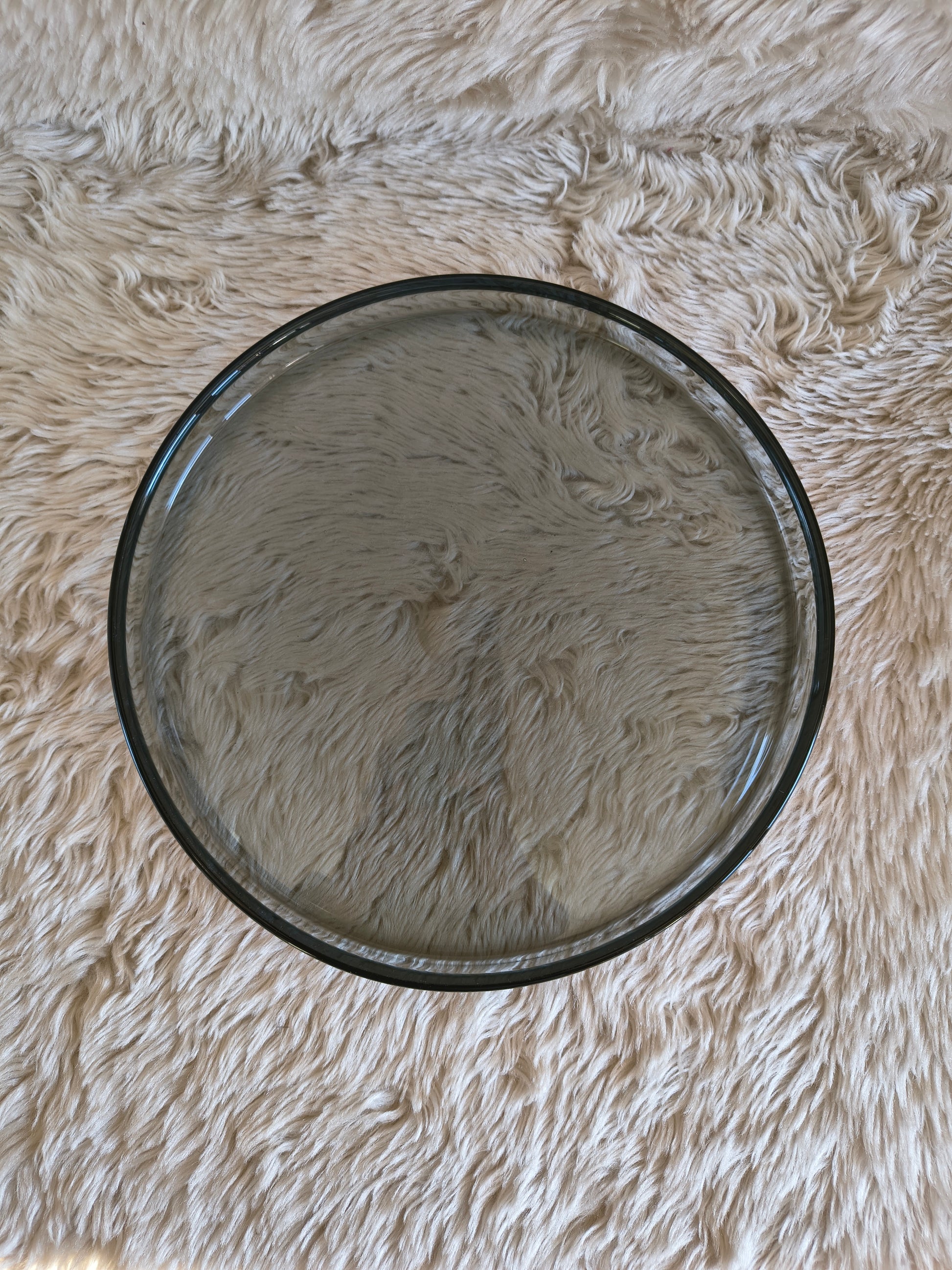 Plateau rond en cristal Daum gris bleuté