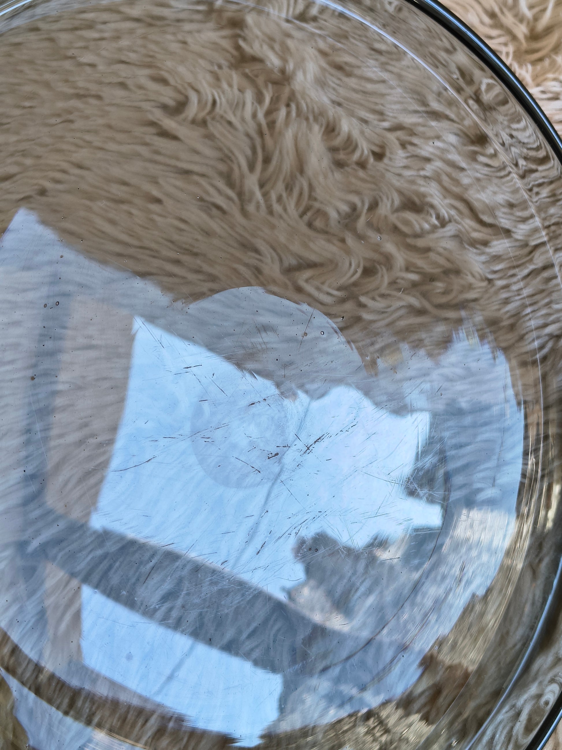 Plateau rond en cristal Daum gris bleuté