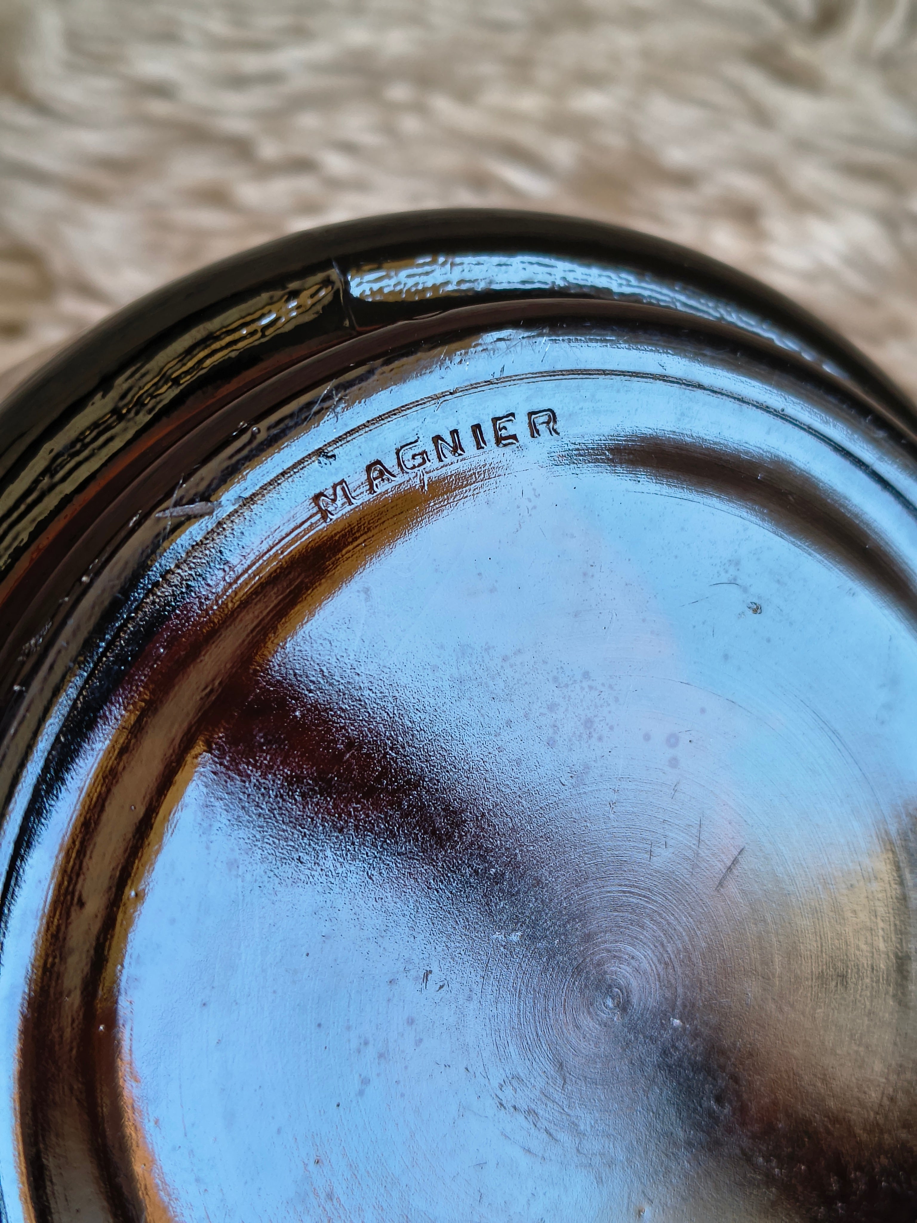 Grand cendrier vintage en verre ambré Porto Offley