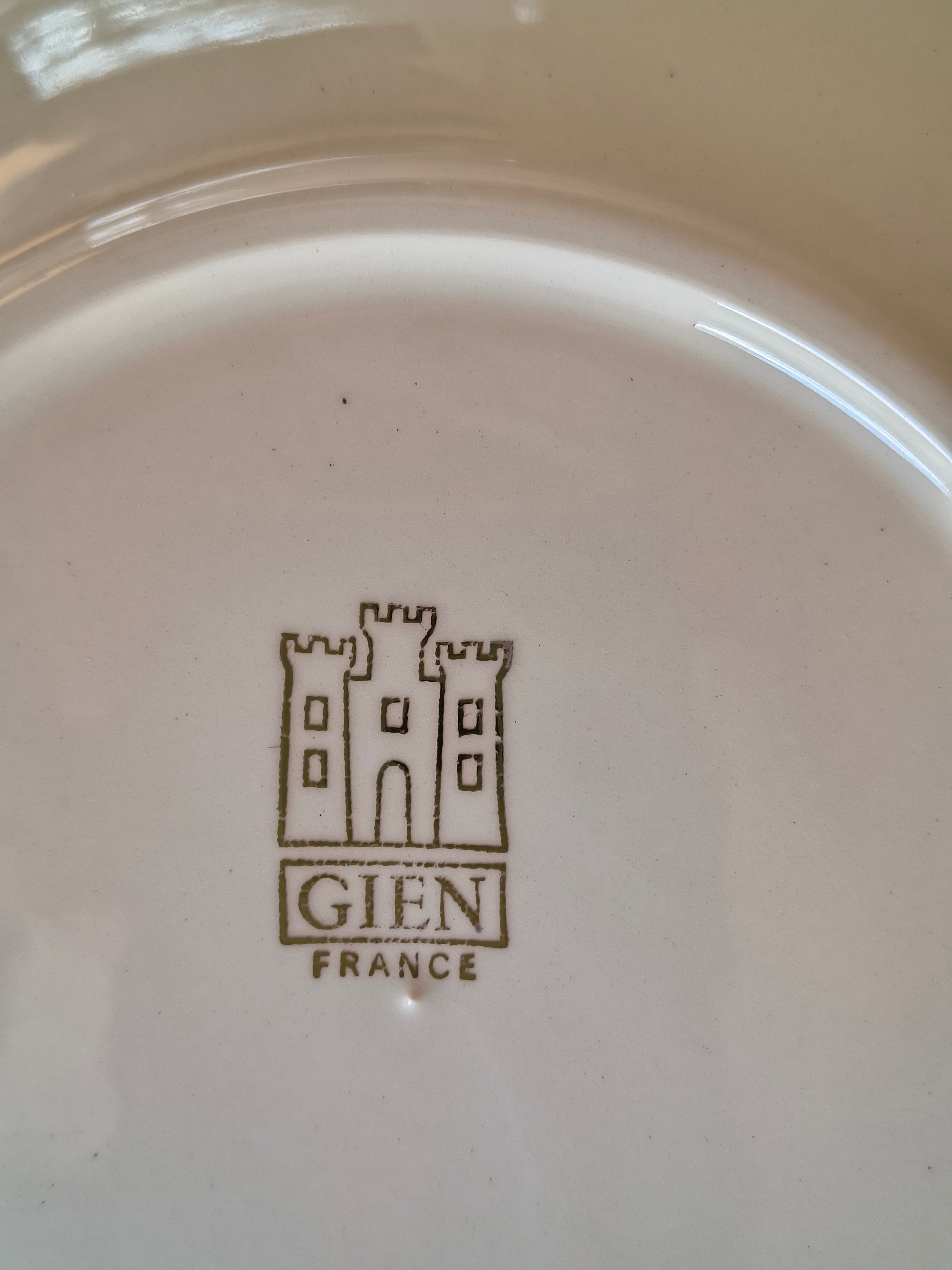 Assiettes creuses vintage Gien fleurs roses et jaunes seventies