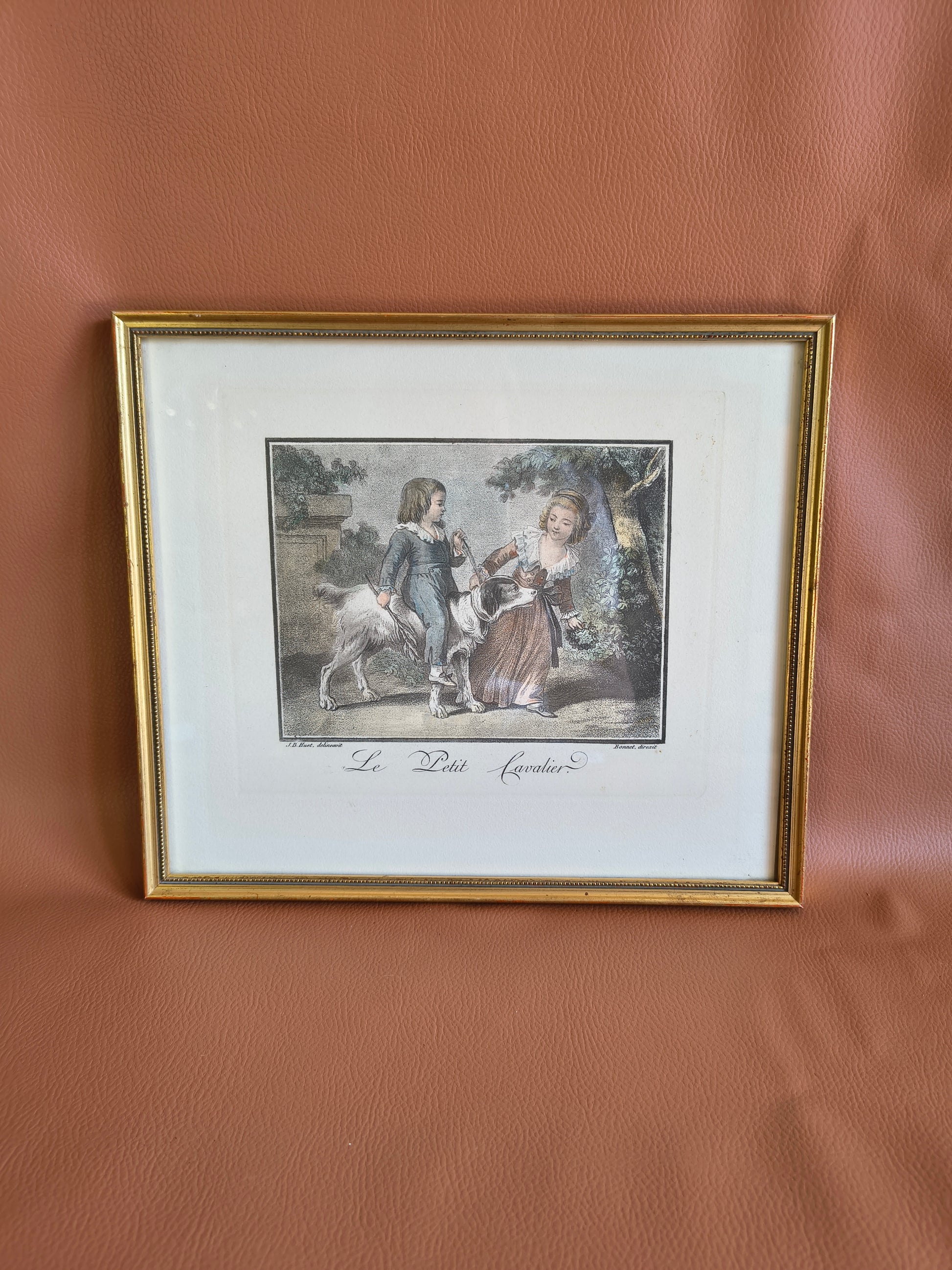 Impression d'après gravure "le petit cavalier" Huet et Bonnet
