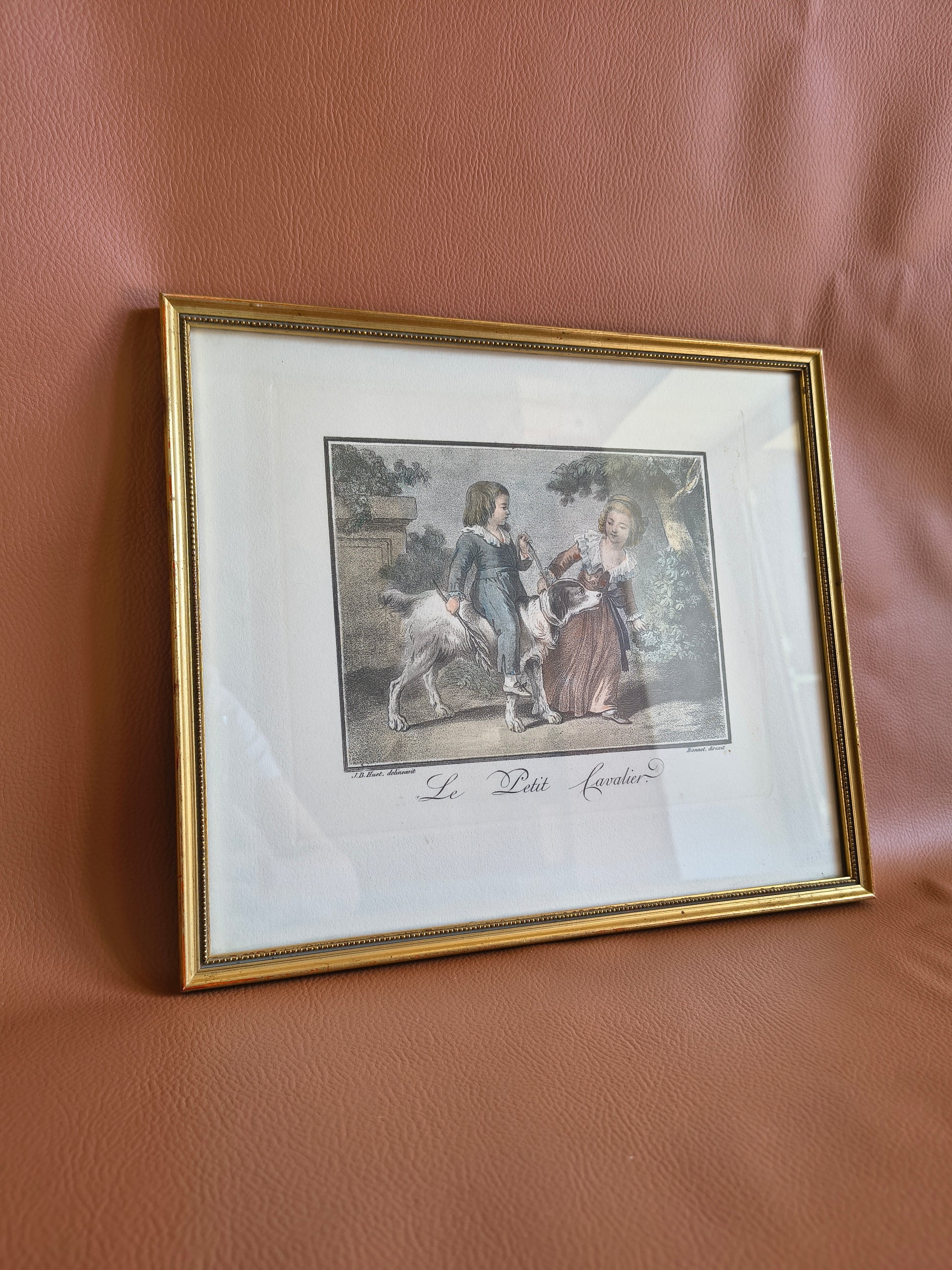 Impression d'après gravure "le petit cavalier" Huet et Bonnet