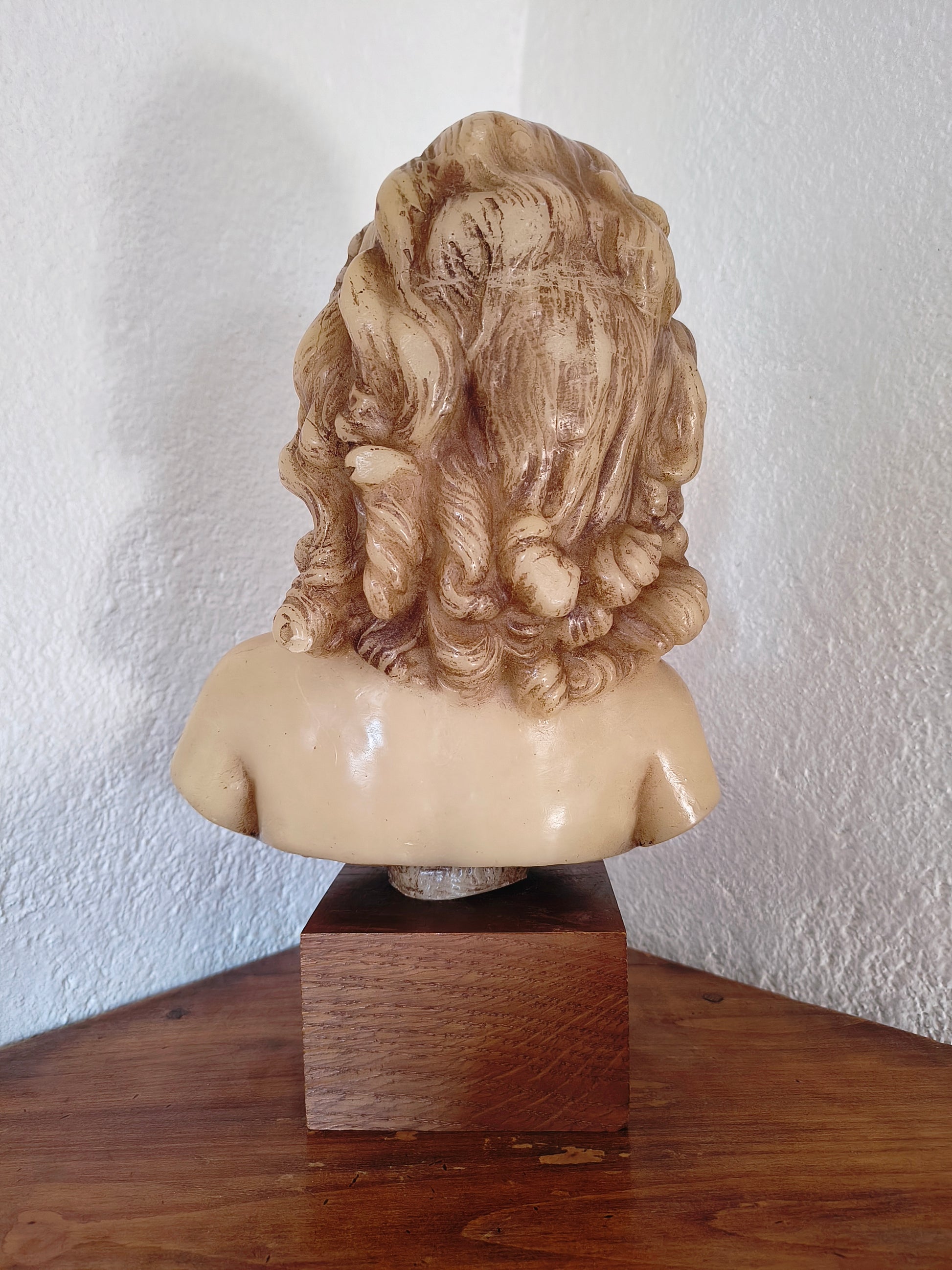 Statuette buste en cire de jeune fille d'après Houdon