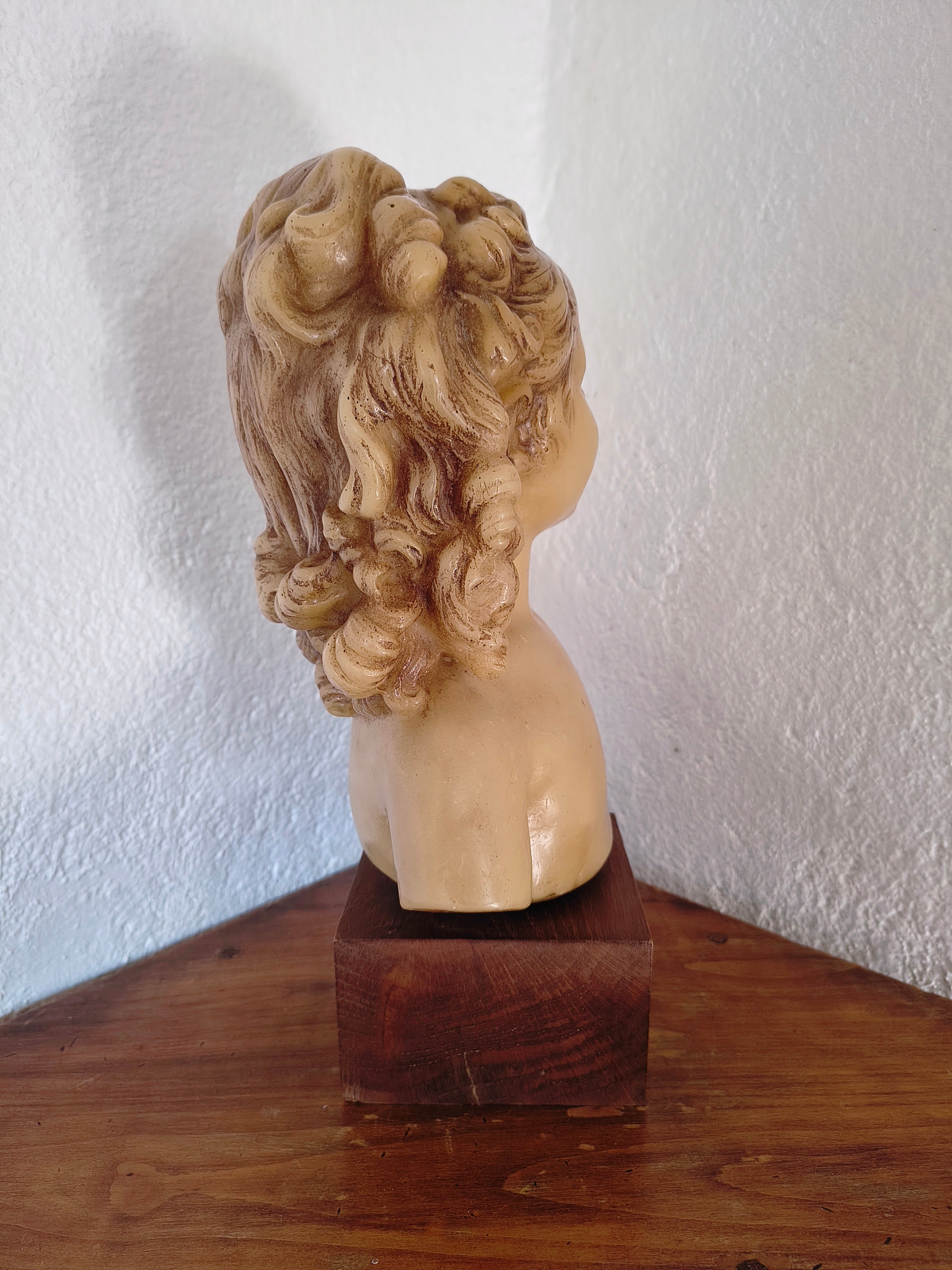 Statuette buste en cire de jeune fille d'après Houdon